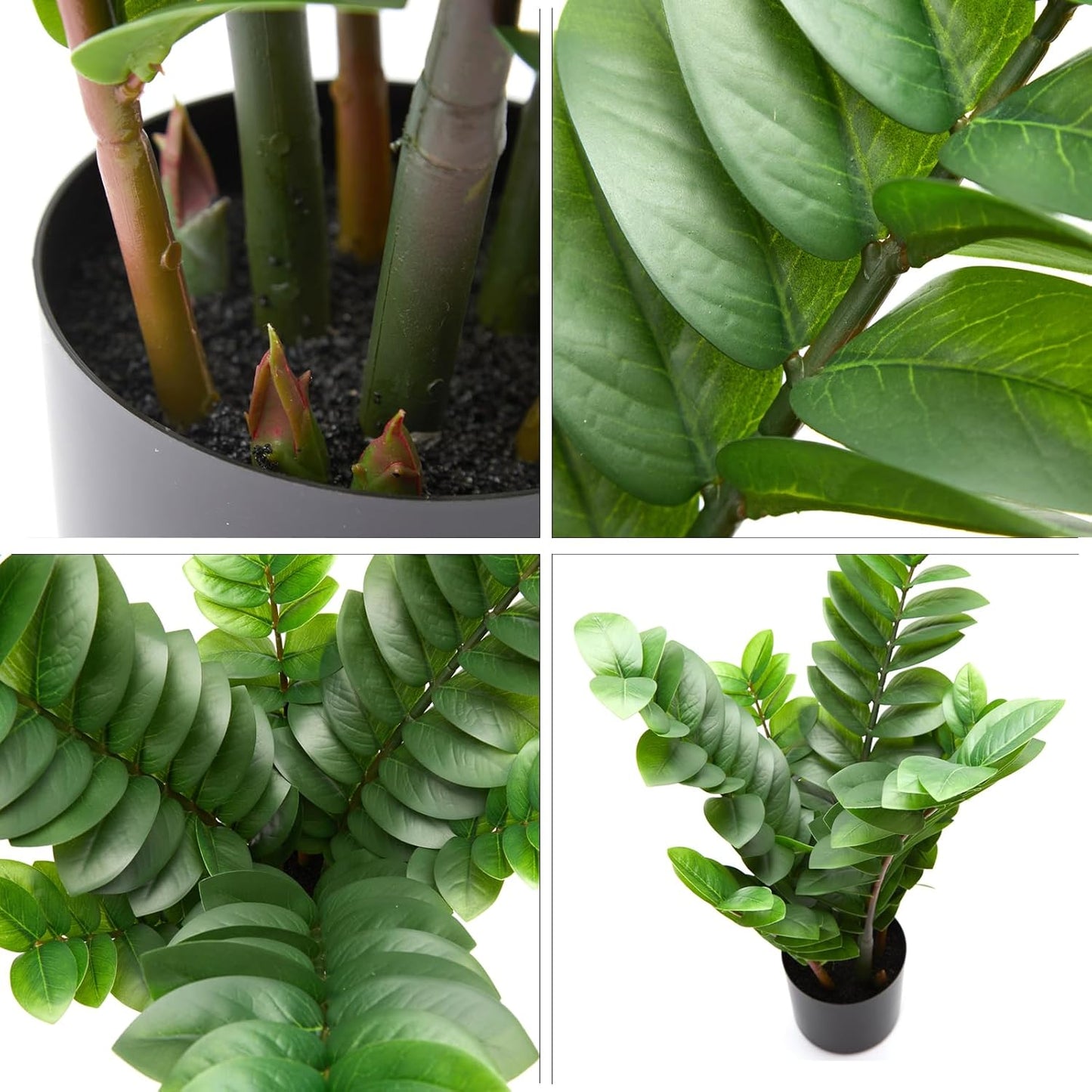 25.6” Tall Artificial ZZ Plant in Pot Lifelike Faux Zamioculcas Bonsai for Home Decor (Green, Indoor)
