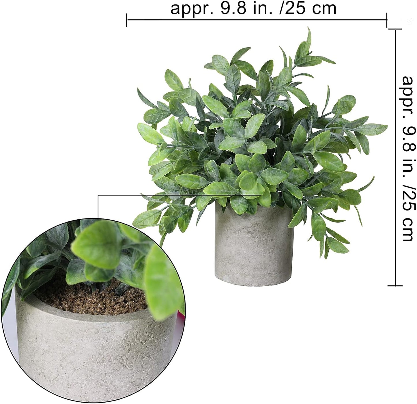 Set of 2 Faux Mini Potted Plants Artificial Eucalyptus Boxwood Plants in Pots Fake Greenery Arrangement for Rustic Farmhouse Indoor Table Centerpiece Mantel Shelf Kitchen Office Desk Decor