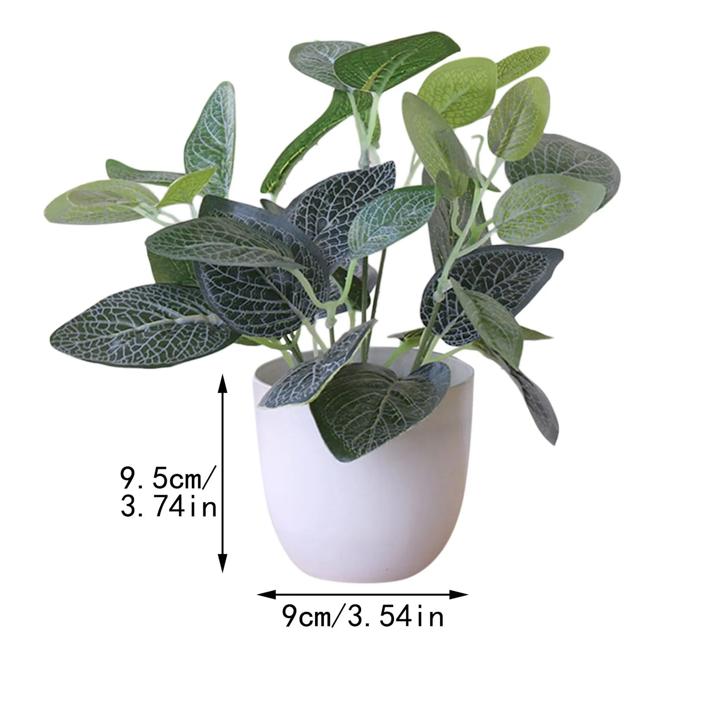 Artificial Potted Plants Fake Plants in Marble Pots, Plastic Eucalyptus Greenery Faux Plants with White round Pot for Home Office Desk Room Centerpiece Shelf Decor