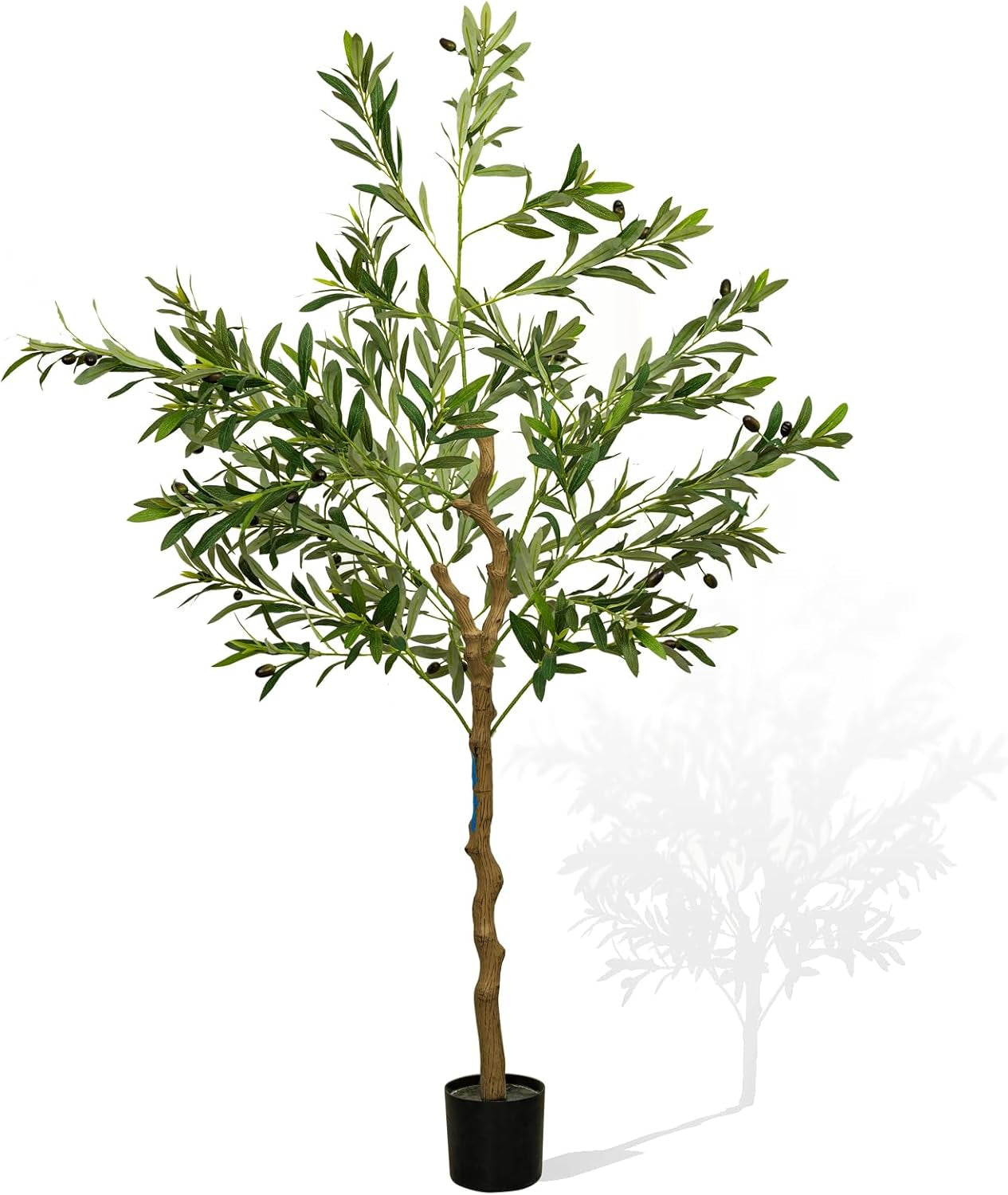 Faux Olive Tree 5FT, Fake Olive Tree with Black Planter, Indoor Tree Tall Fake Plants with Natural Wood Trunk, Large Fake Plant Artificial Trees for Home Decor Indoor, Office Decor