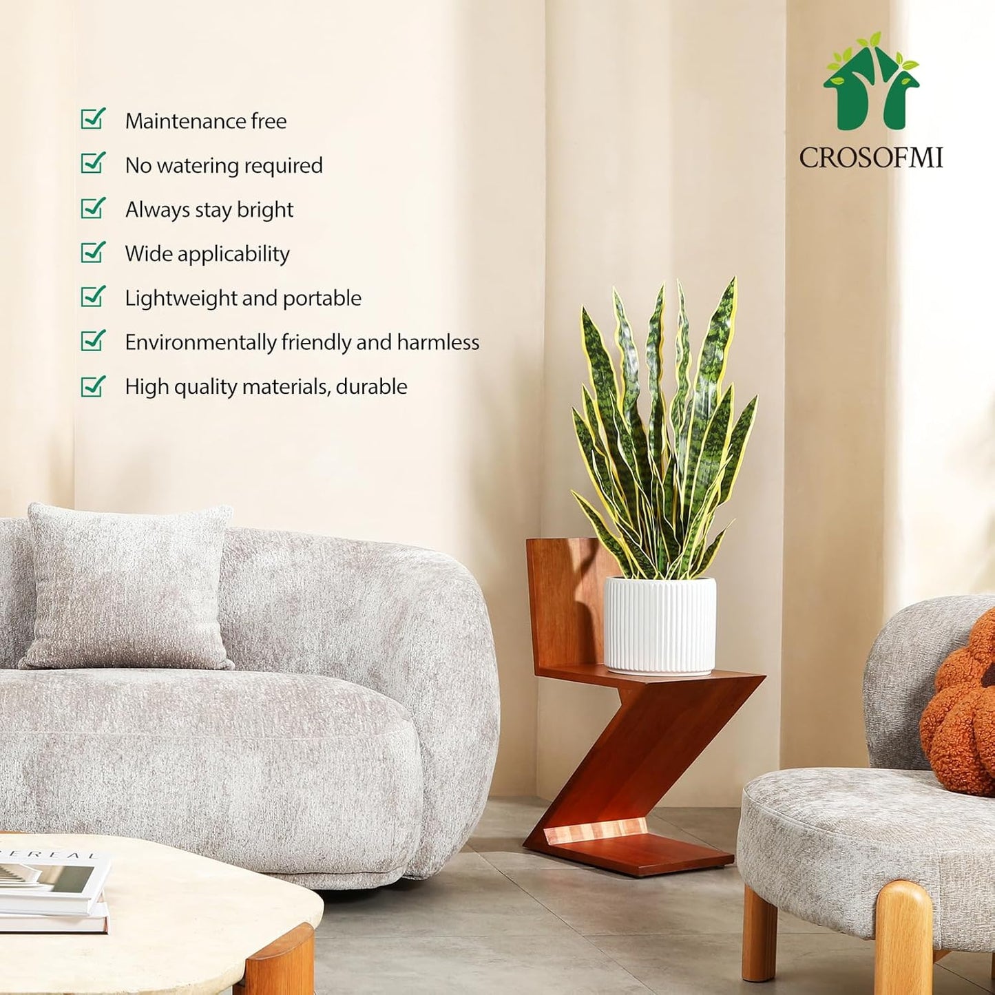 Artificial Snake Plant 35 Inch Fake Sansevieria Tree with 32 Leaves Perfect Faux Mother in Law Plants in Pot for Indoor House Home Office Garden Modern Decoration Housewarming Gift,Yellow