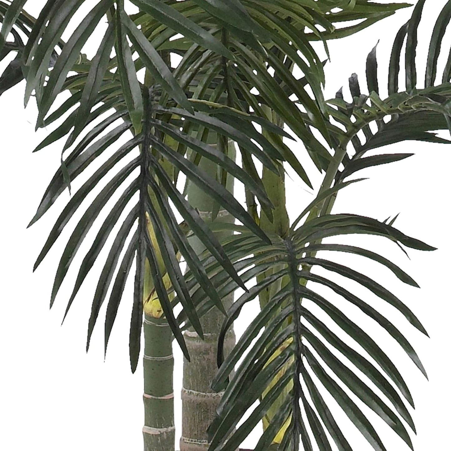 6.5FT Artificial Golden Cane Palm Tree, Fake Palm Tree with Three Realistic Trunks and 333 Lifelike Palm Leaves, Faux Palm Plant for Indoor Home Décor with Black Nursery Planter