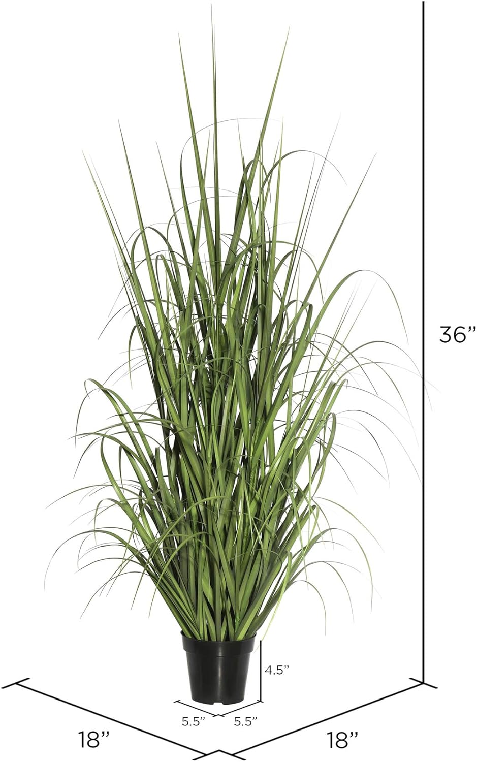 Everyday 36" Artificial Potted Green Ryegrass with Black Plastic Pot - Faux Grass Plant Decor - Home or Office Indoor Greenery Accent - Maintenance Free