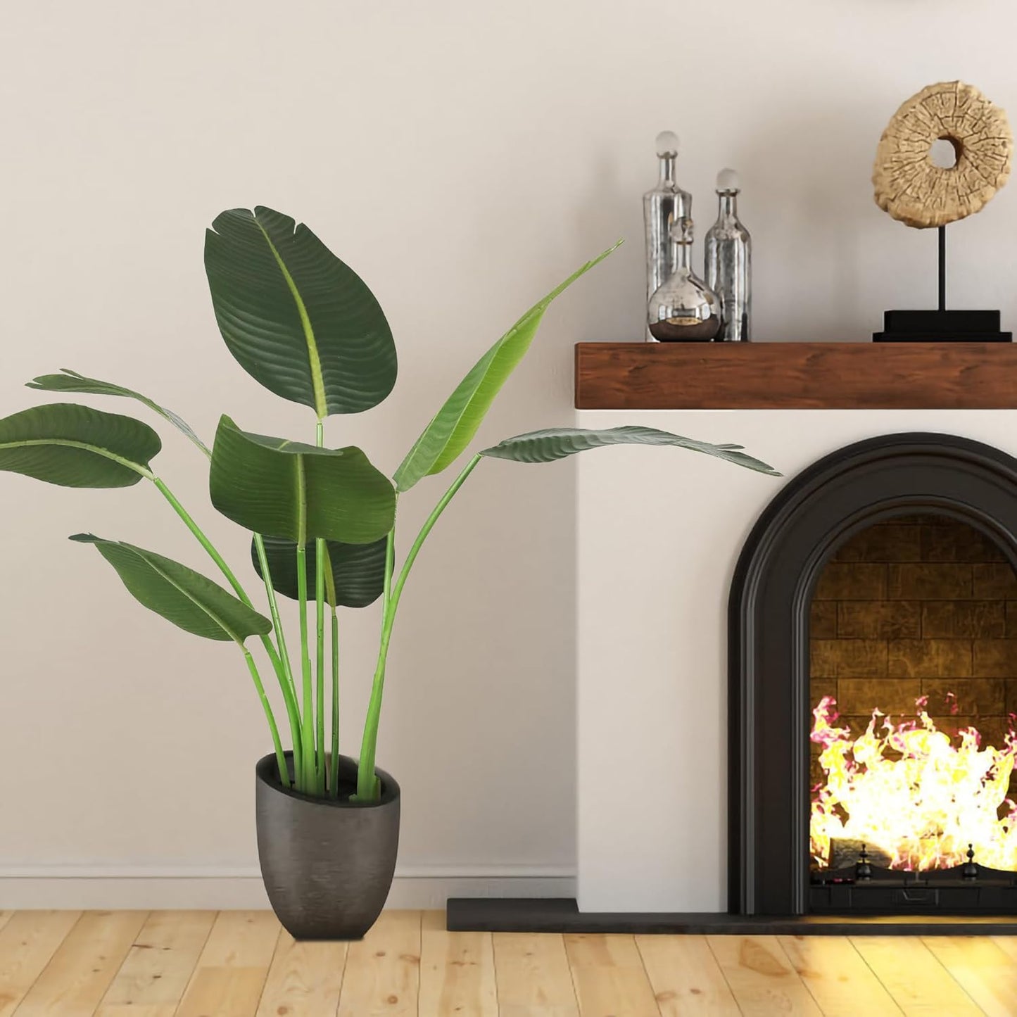 45In 2-Pack Artificial Bird of Paradise Trees, Fake Silk Tropical Banana Leaf Tree, Lifelike Faux Plants for Home Office Living Room House, Perfect Housewarming Gift, Indoor Outdoor Decor