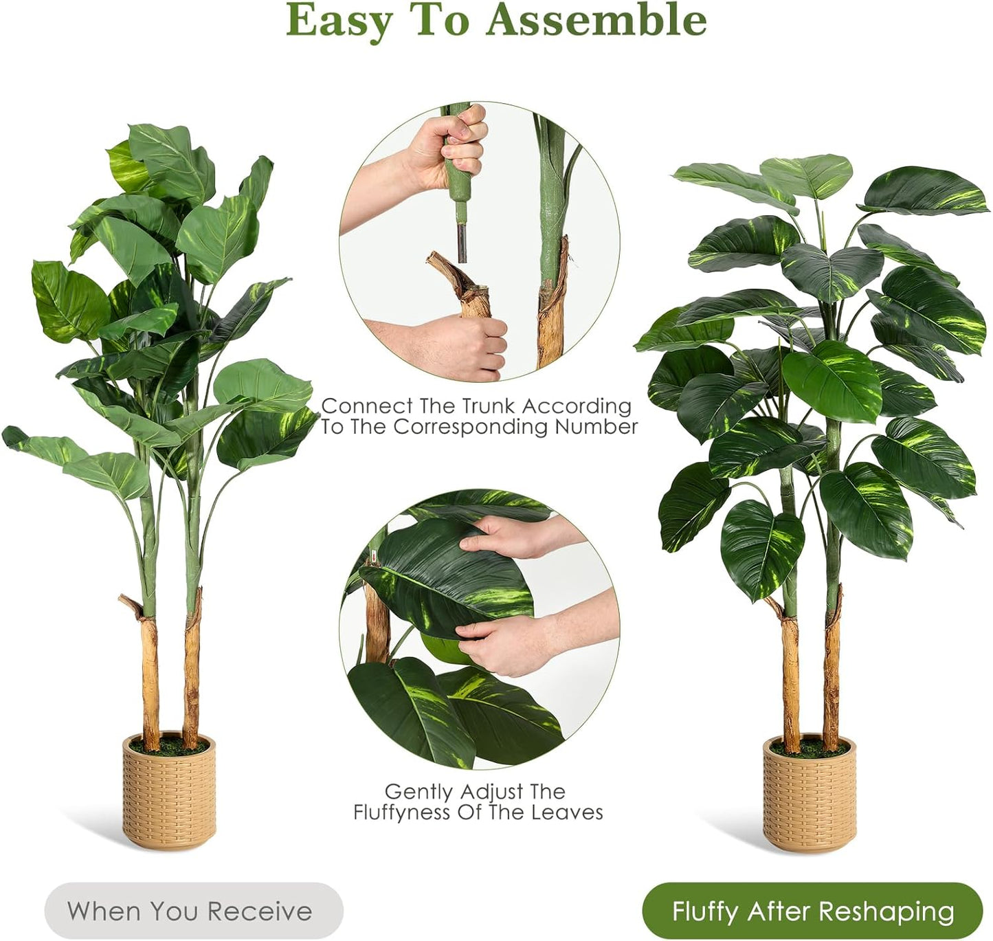Artificial Scindapsus Aureus Plant Indoor 5FT, Fake Tree with Decorative Planter, Faux Golden Pothos Floor Plants in Pot, Artificial Trees for Home Office Decor
