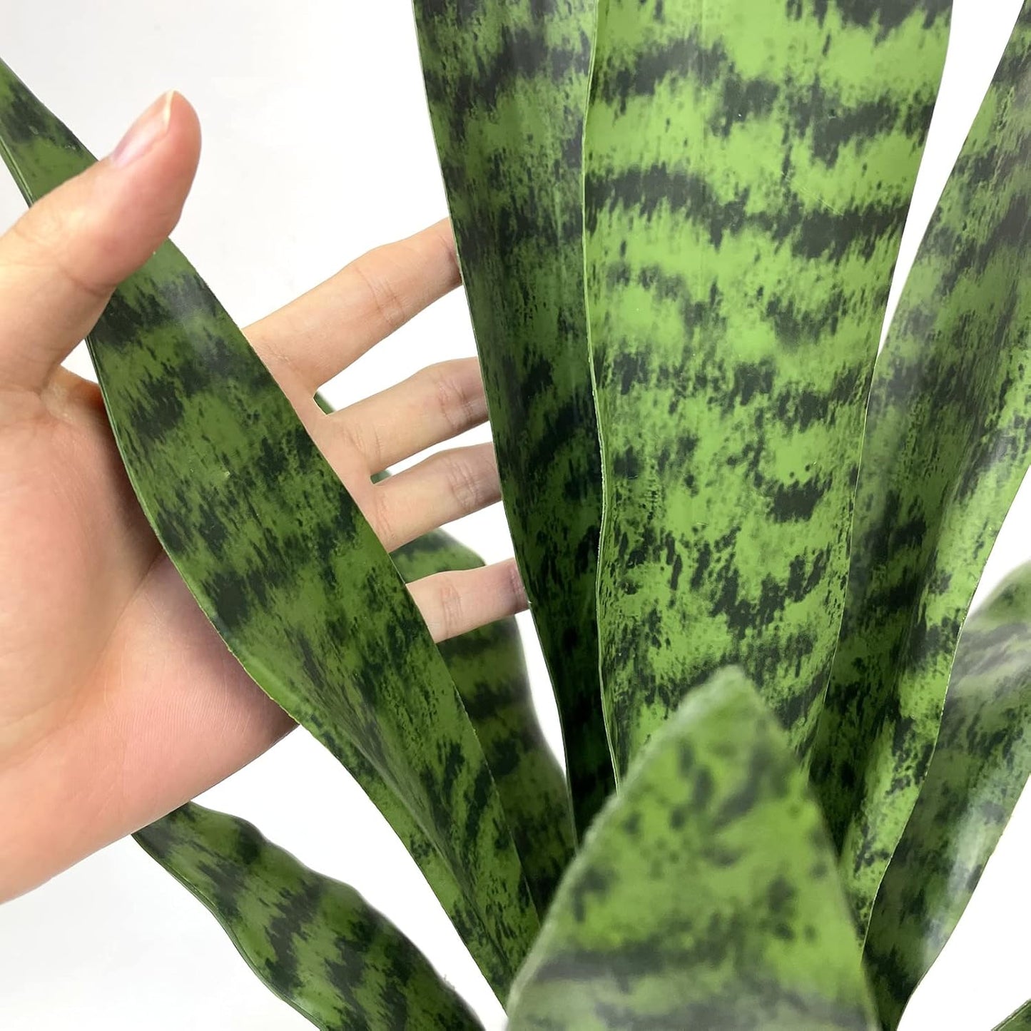 Artificial Snake Plant 22 Inch Fake Sansevieria Fake Agave Potted Plants Plastic Greenery for Home Garden Office Store Decoration 12 Leaves (Green)