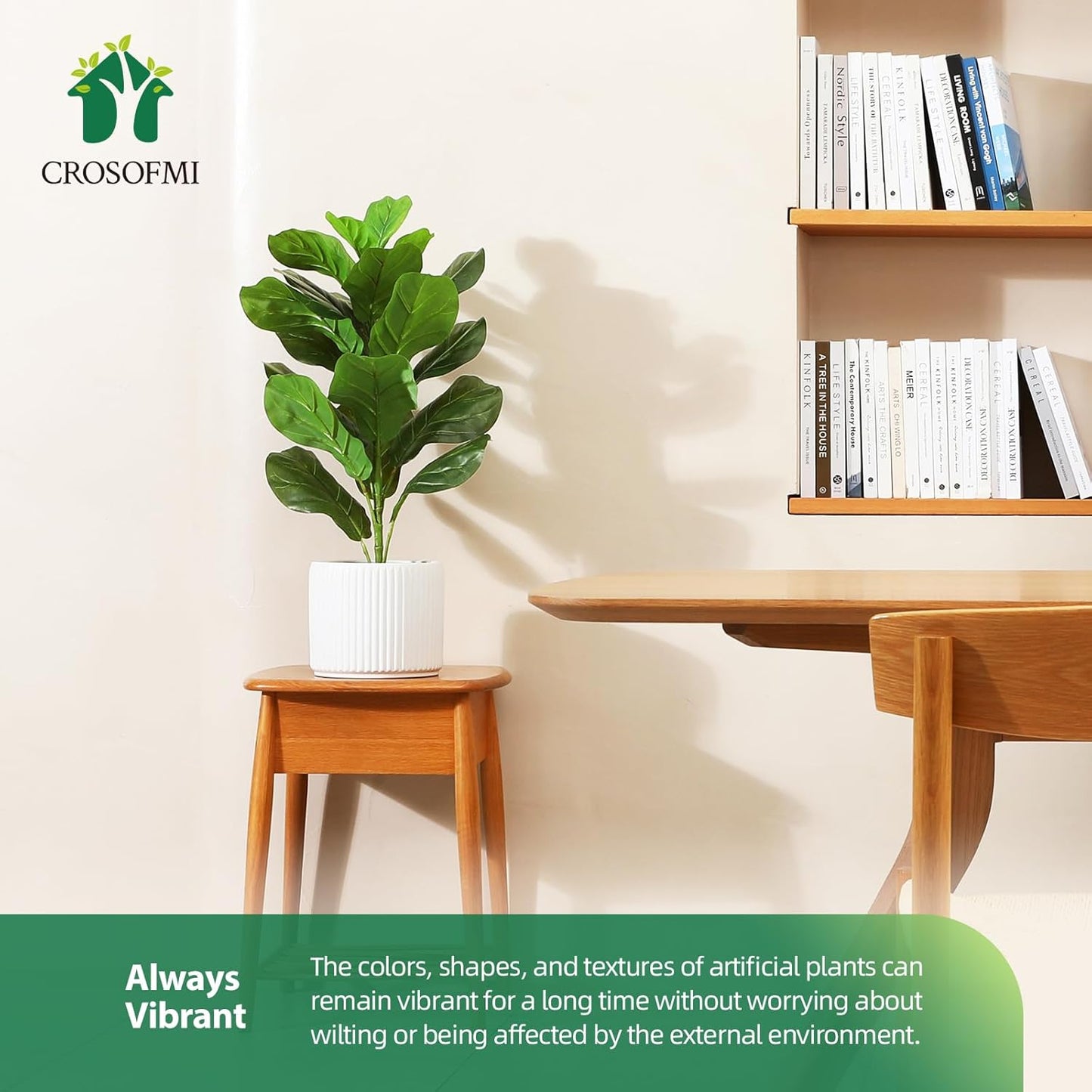 30Inch Artificial Fiddle Leaf Fig Tree/Fake Ficus Lyrata Plant with 21 Leaves Faux Plants in Pot for Indoor House Home Office Modern Decoration Perfect Housewarming Gift