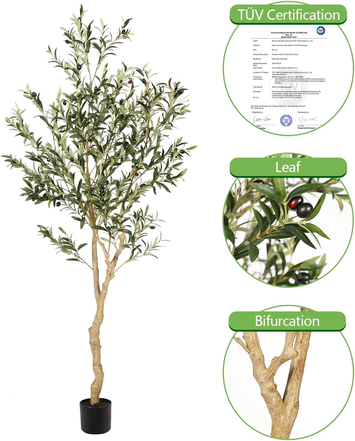 6Ft Faux Olive Tree, Tall Olive Tree Plants, Fake Potted Olive Silk Tree, Artificial Olive Trees for Modern Home Office Living Room Floor Decor Indoor