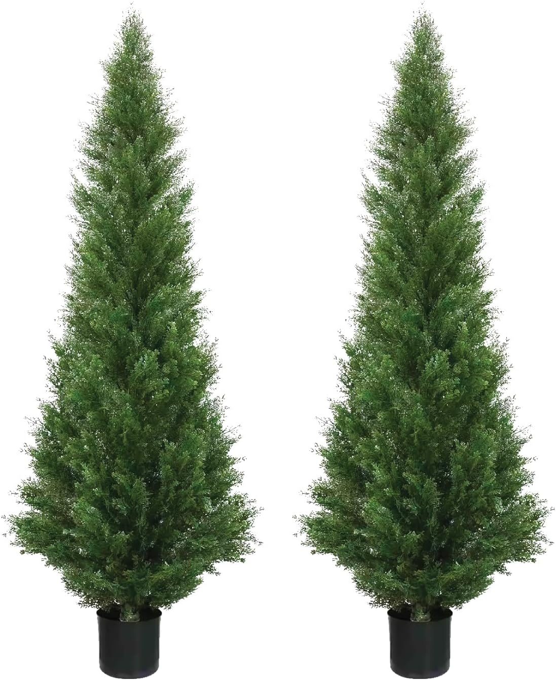 Two 5 Foot Outdoor Artificial Cedar Topiary Trees Potted Plants Two Peace Construction