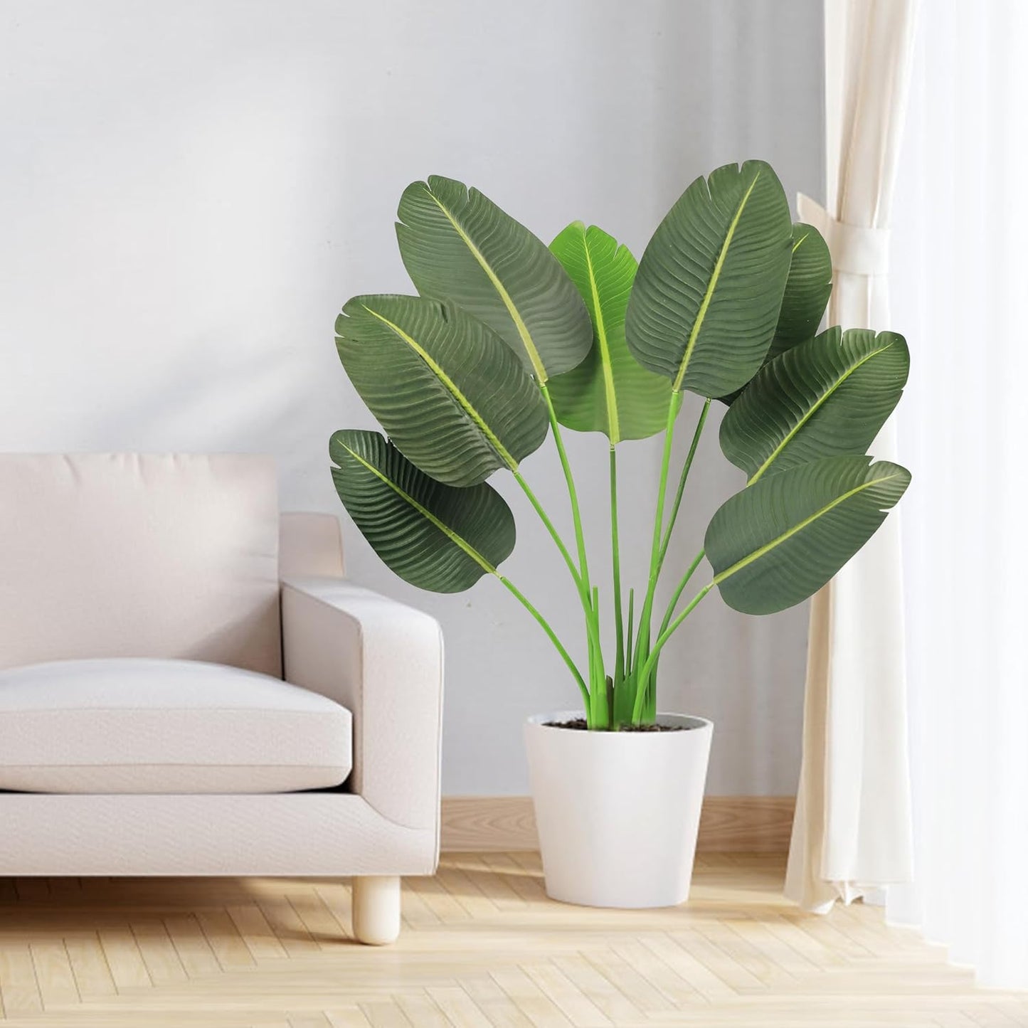 45In 2-Pack Artificial Bird of Paradise Trees, Fake Silk Tropical Banana Leaf Tree, Lifelike Faux Plants for Home Office Living Room House, Perfect Housewarming Gift, Indoor Outdoor Decor