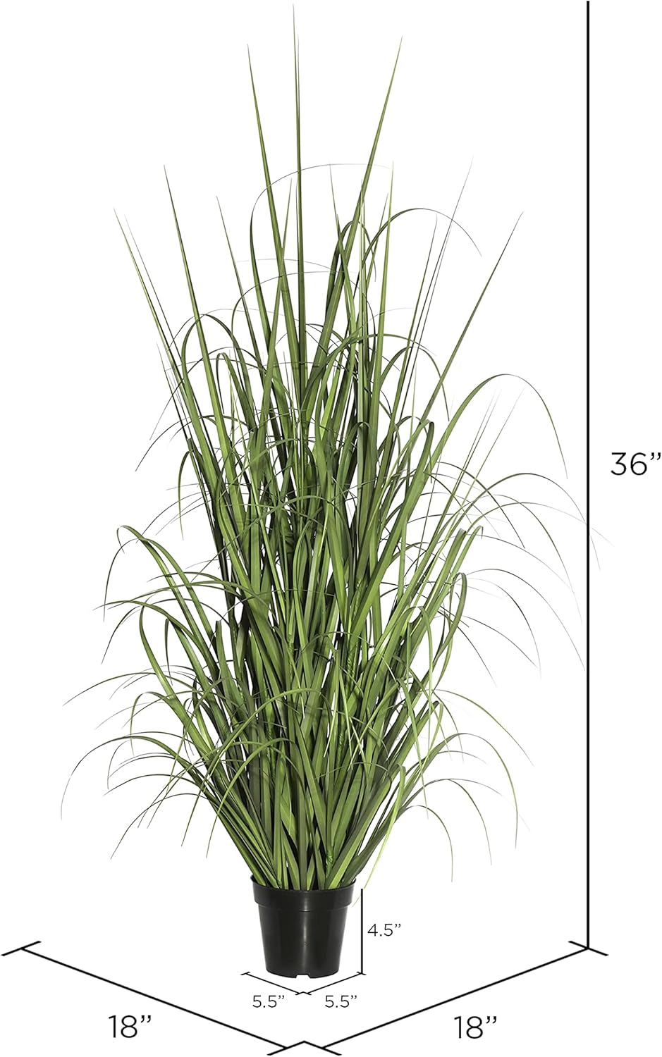 Everyday 36" Artificial Potted Green Ryegrass with Black Plastic Pot - Faux Grass Plant Decor - Home or Office Indoor Greenery Accent - Maintenance Free