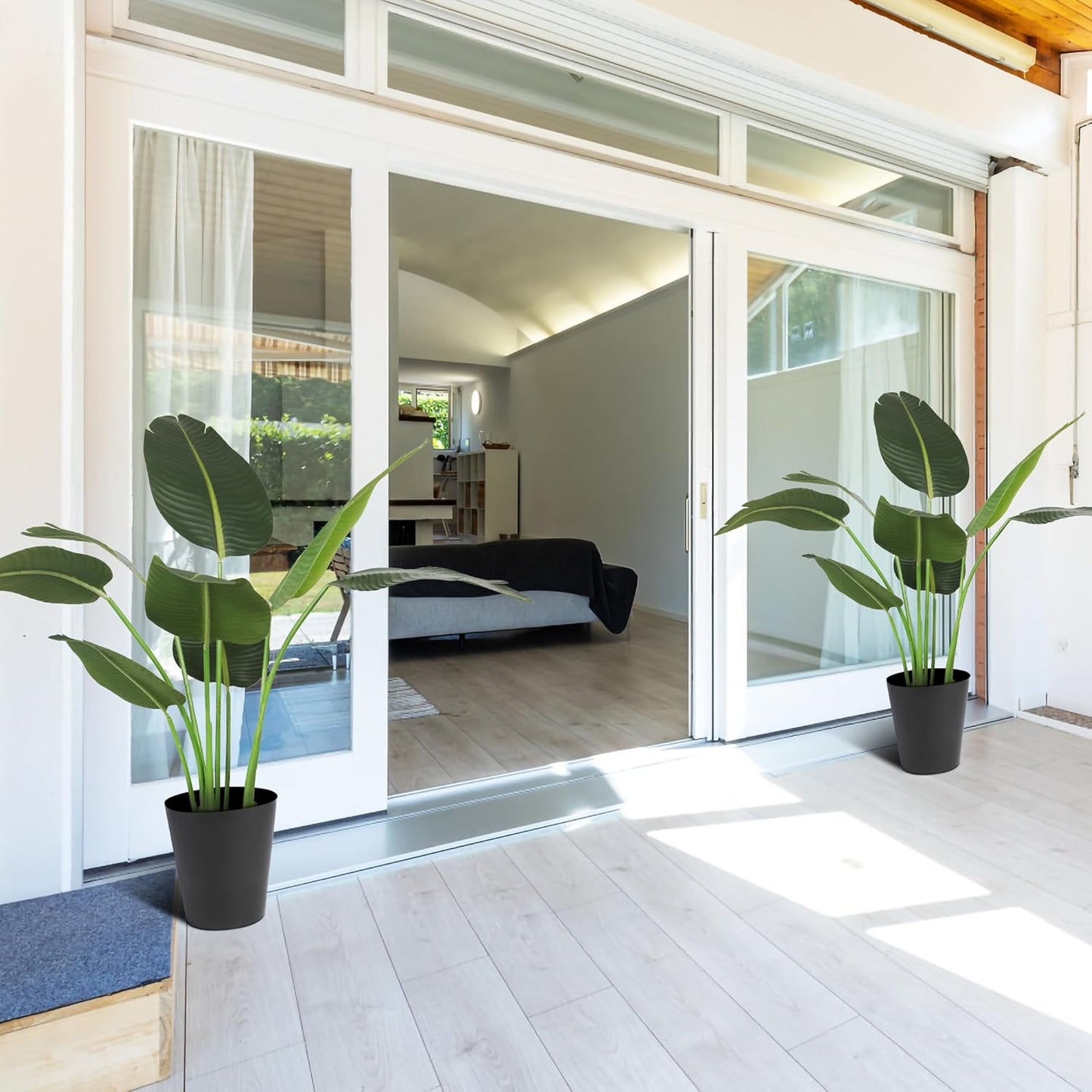 45In 2-Pack Artificial Bird of Paradise Trees, Fake Silk Tropical Banana Leaf Tree, Lifelike Faux Plants for Home Office Living Room House, Perfect Housewarming Gift, Indoor Outdoor Decor