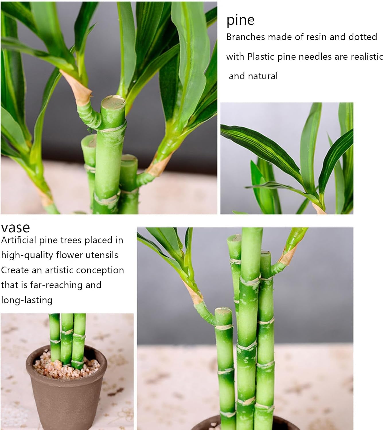 1 PC Lucky Bamboo, Fake Plants Artificial Green Simulation Plant Potted Home Office Hotel Lobby Decoration Green Plants Home Decoration Artificial Plants (17.72X3.54X3.54In)
