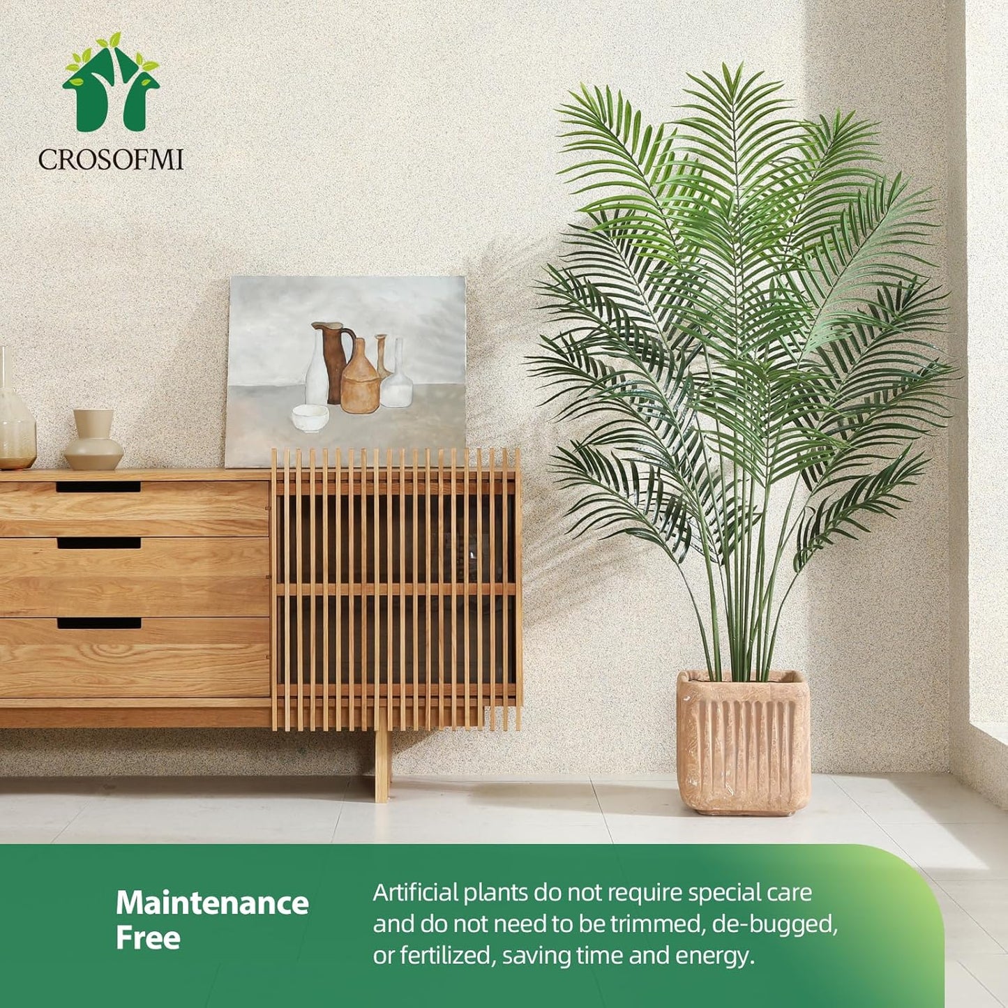 Artificial Areca Palm Plant 5.5Ft Fake Tropical Palm Tree, Perfect Faux Dypsis Lutescens Plants in Pot for Indoor Outdoor House Home Office Garden Modern Decoration Housewarming Gift,2Pcs