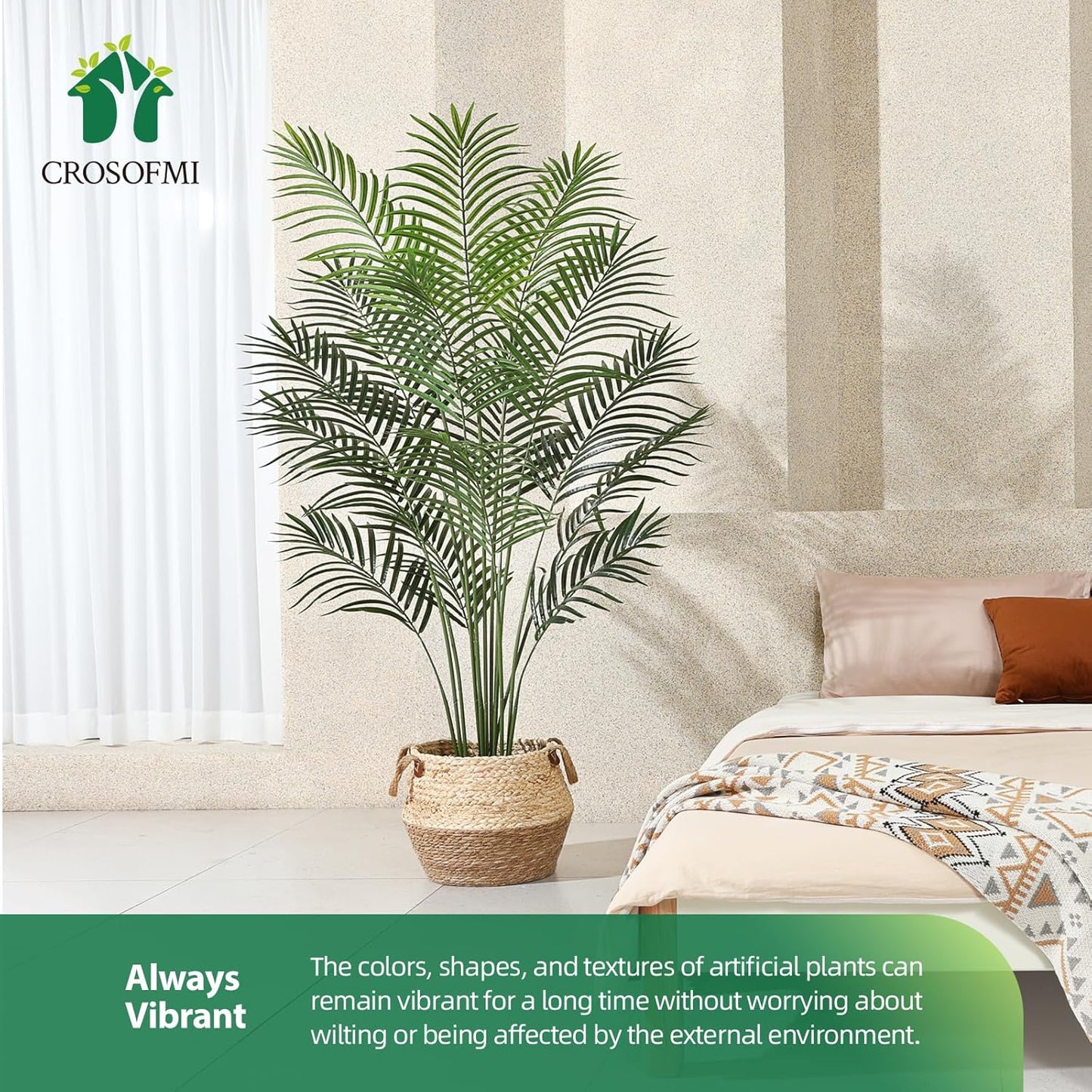 Artificial Areca Palm Plant 5.5Ft Fake Tropical Palm Tree, Perfect Faux Dypsis Lutescens Plants in Pot for Indoor Outdoor House Home Office Garden Modern Decoration Housewarming Gift,2Pcs