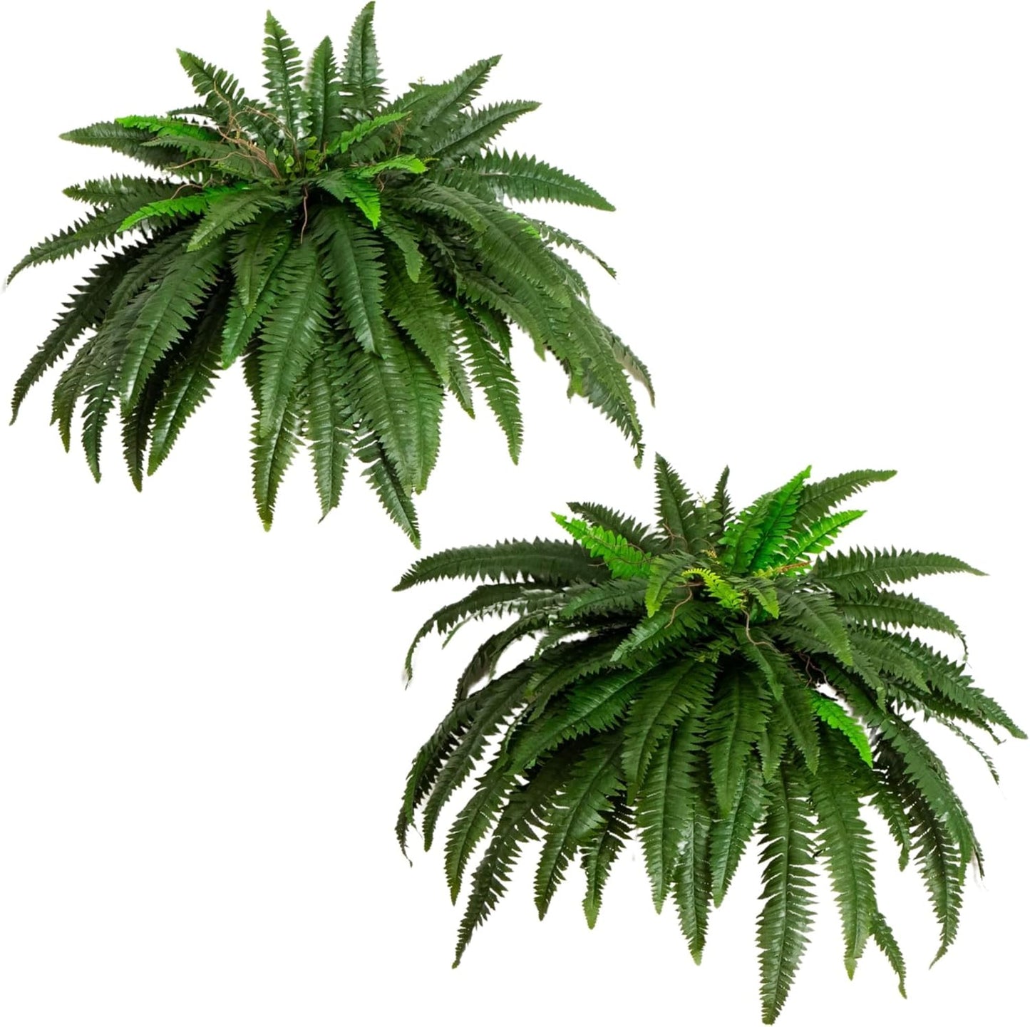 48-In Artificial Boston Fern, Set of 2, Large Hanging Fake Plant Wall Decor with 67 Fronds, Faux Fern Vines That Look Real for Home and Office Decor