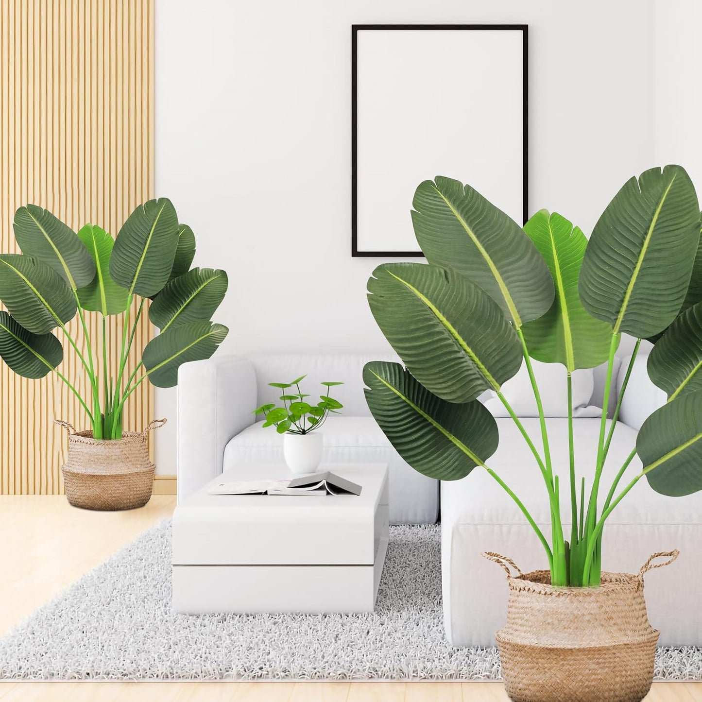 45In 2-Pack Artificial Bird of Paradise Trees, Fake Silk Tropical Banana Leaf Tree, Lifelike Faux Plants for Home Office Living Room House, Perfect Housewarming Gift, Indoor Outdoor Decor