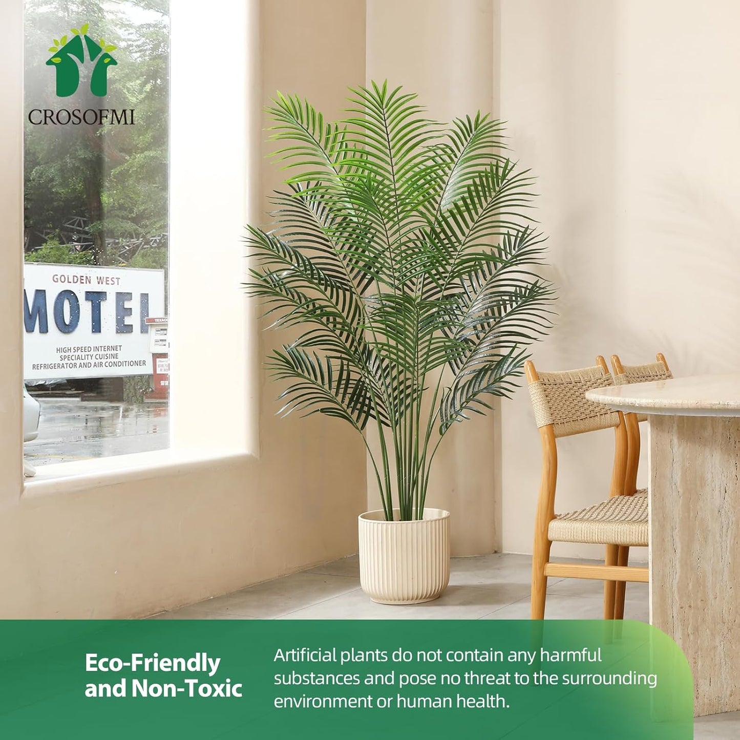 Artificial Areca Palm Plant 5.5Ft Fake Tropical Palm Tree, Perfect Faux Dypsis Lutescens Plants in Pot for Indoor Outdoor House Home Office Garden Modern Decoration Housewarming Gift,2Pcs