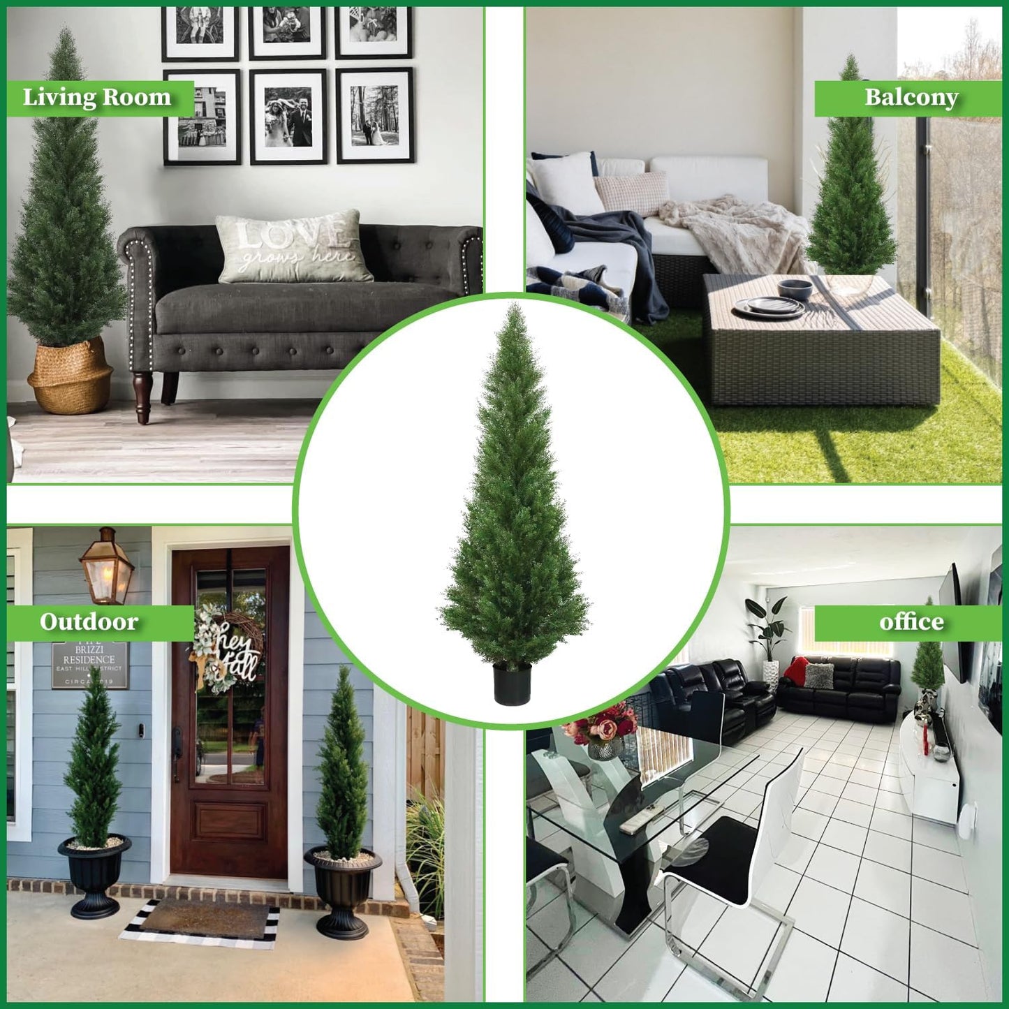 Two 5 Foot Outdoor Artificial Cedar Topiary Trees Potted Plants Two Peace Construction