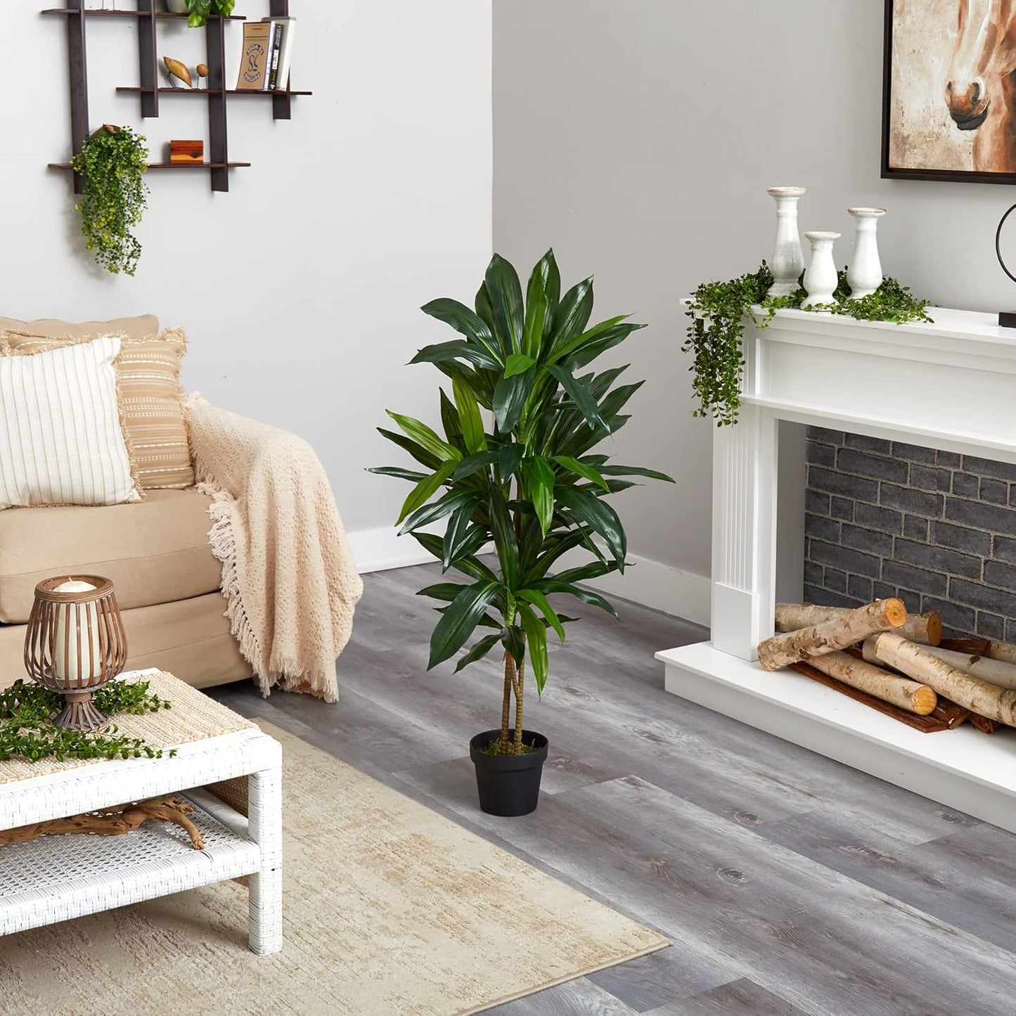 48" Dracaena Silk Plant (Real Touch) Green