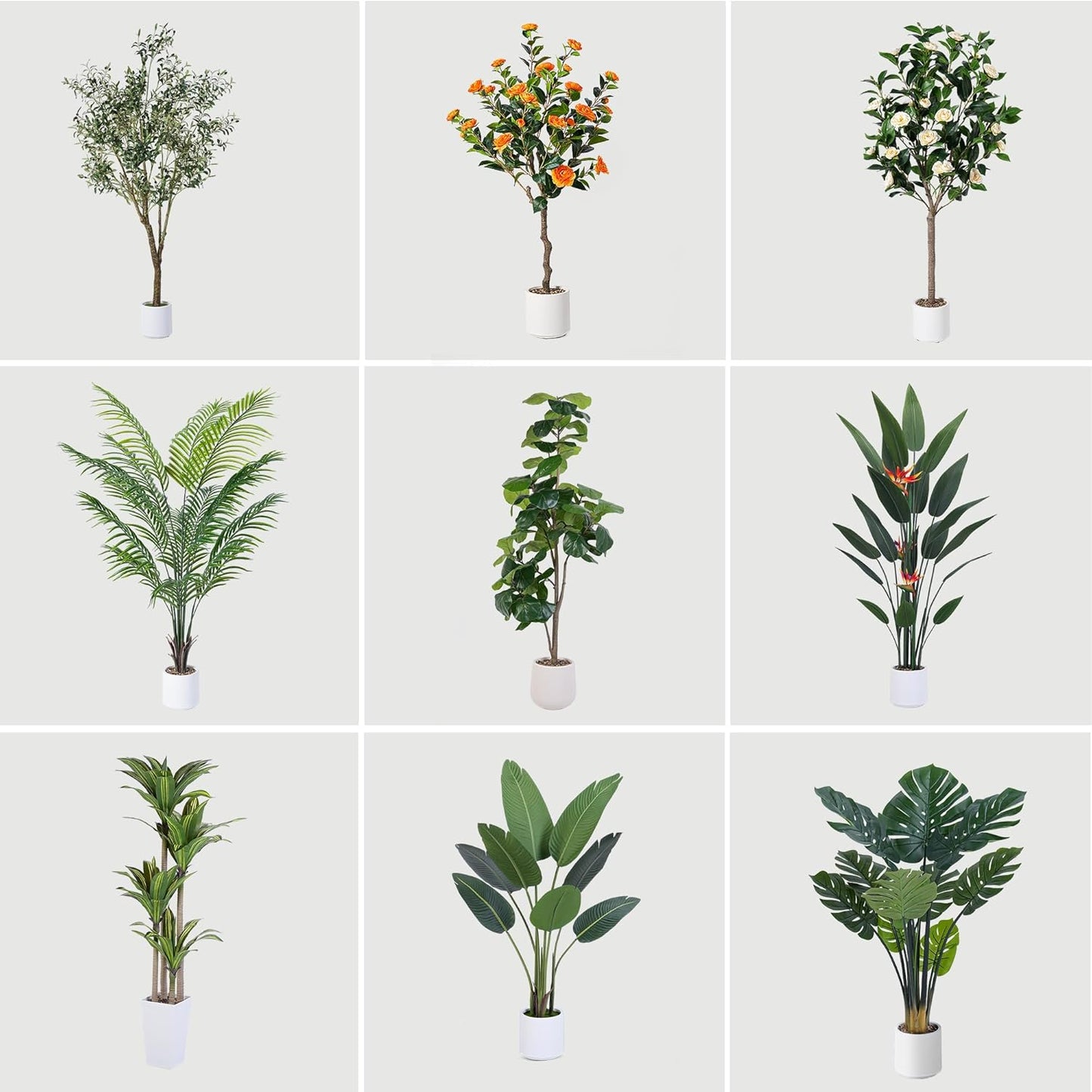 Bird of Paradise Artificial Plant, 5FT Fake Plant Palm with White Planter, Tall Artificial Floor Plants Indoor for Home Office Living Room Decor Housewarming Gift