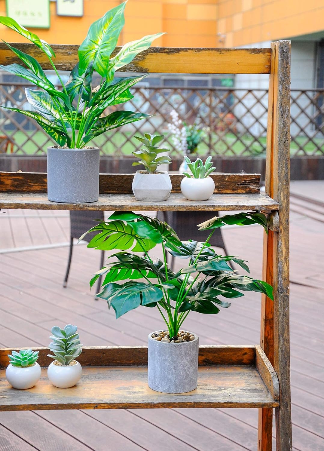 2Pcs Fake Plants 16" Faux Plants Artificial Tropical Plants Indoor for Home Office Desk Kitchen Bathroom Table Shelf Decor