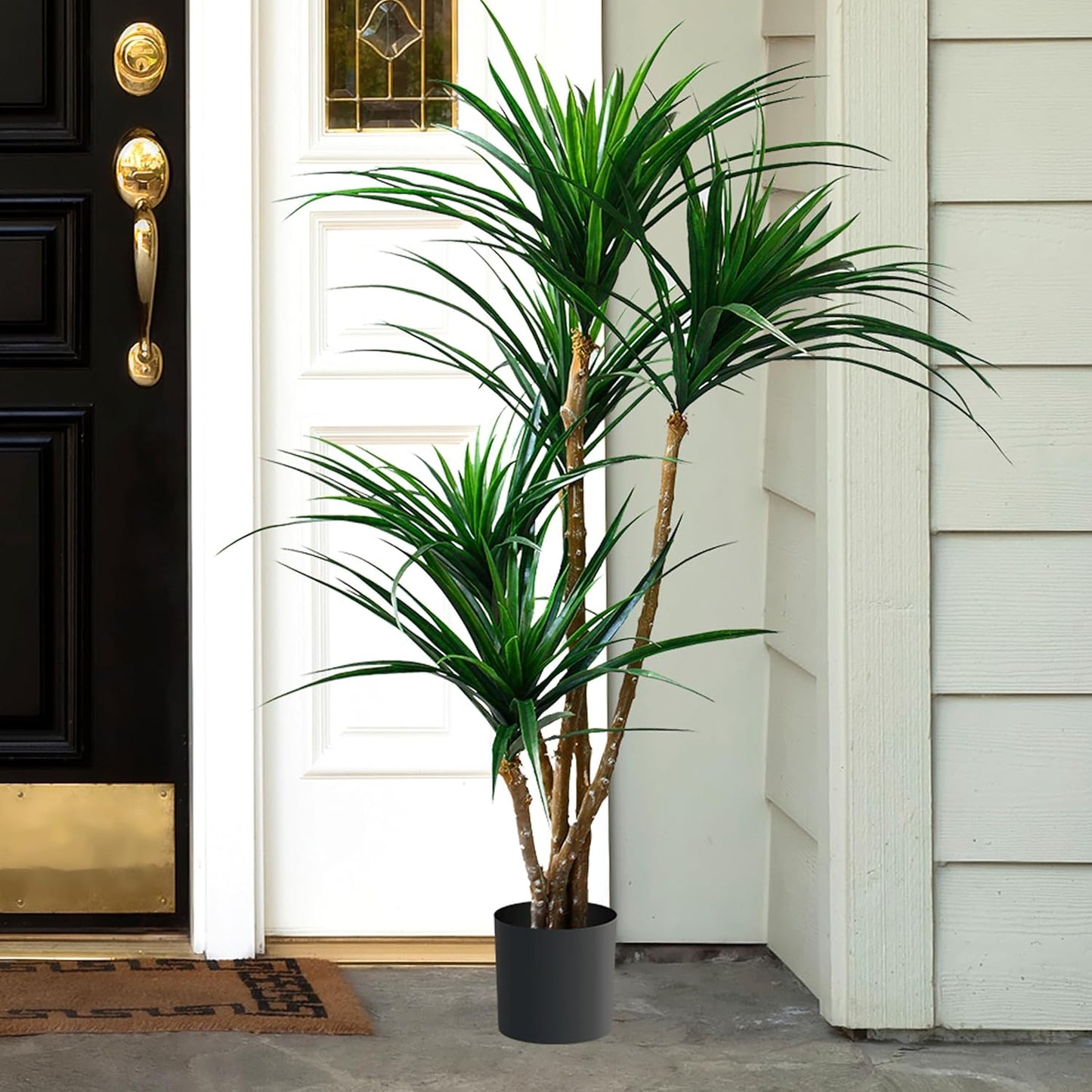 Artificial Tree - 51-Inch Tropical Yucca Plant with Rubber Leaves and Natural Trunk for Living Room, Bedroom and Office - Faux Plants