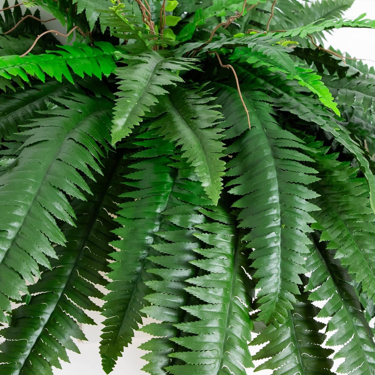 48-In Artificial Boston Fern, Set of 2, Large Hanging Fake Plant Wall Decor with 67 Fronds, Faux Fern Vines That Look Real for Home and Office Decor