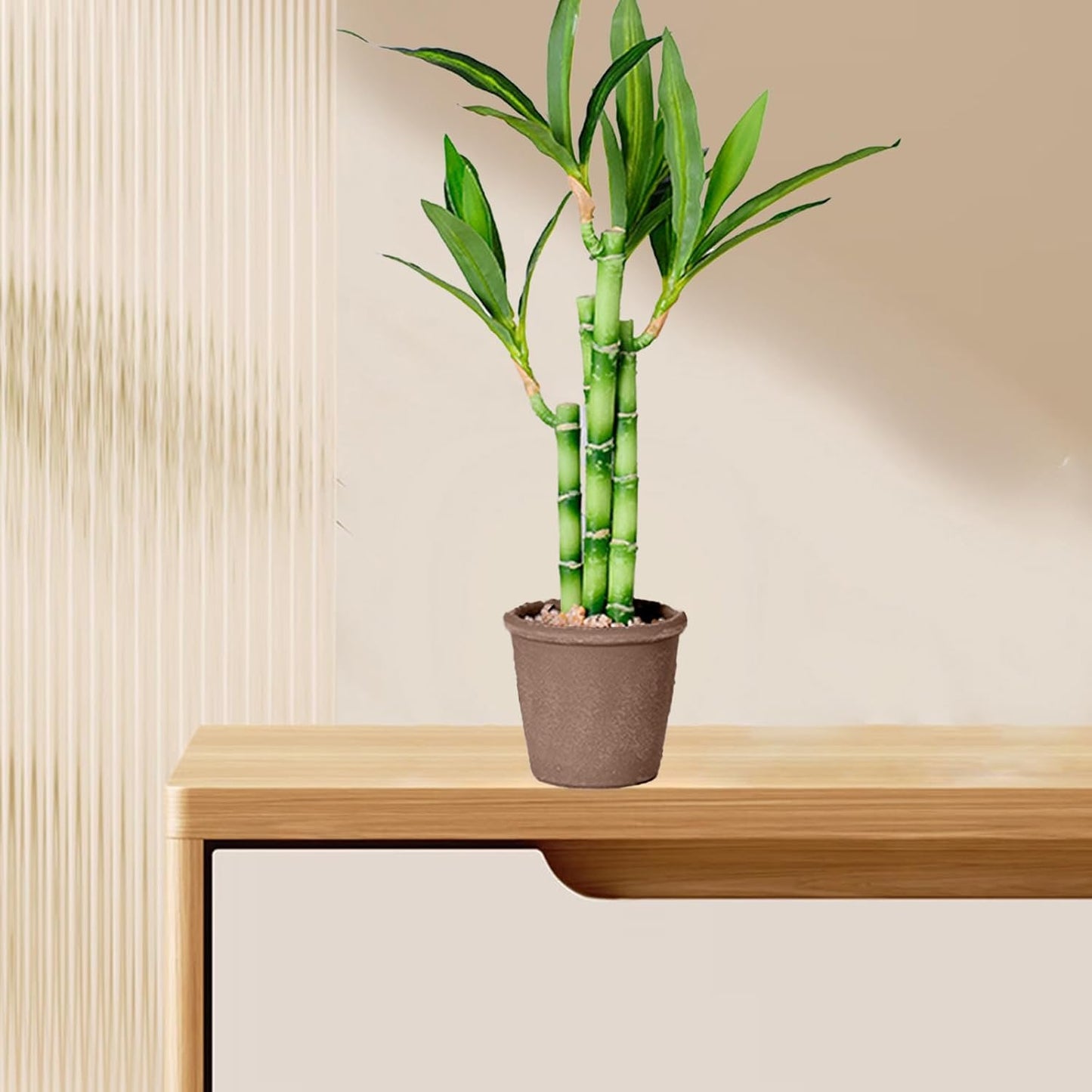 1 PC Lucky Bamboo, Fake Plants Artificial Green Simulation Plant Potted Home Office Hotel Lobby Decoration Green Plants Home Decoration Artificial Plants (17.72X3.54X3.54In)