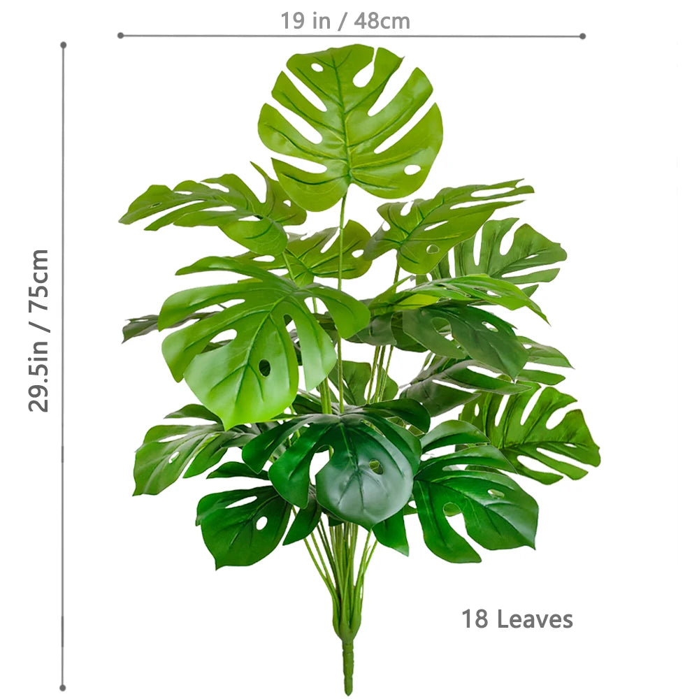 60-110Cm /43.3In Artificial Monstera Plants Fake Palm Tree Plastic Turtle Leaves Green Tall Plants for Home Garden Room Decor