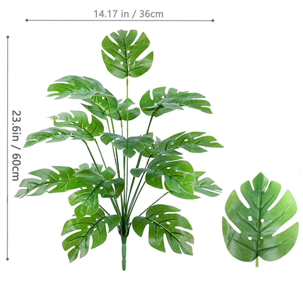 60-110Cm /43.3In Artificial Monstera Plants Fake Palm Tree Plastic Turtle Leaves Green Tall Plants for Home Garden Room Decor