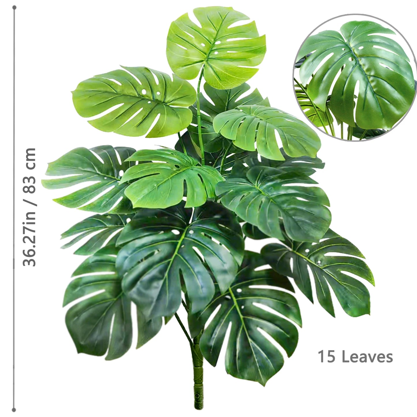 60-110Cm /43.3In Artificial Monstera Plants Fake Palm Tree Plastic Turtle Leaves Green Tall Plants for Home Garden Room Decor