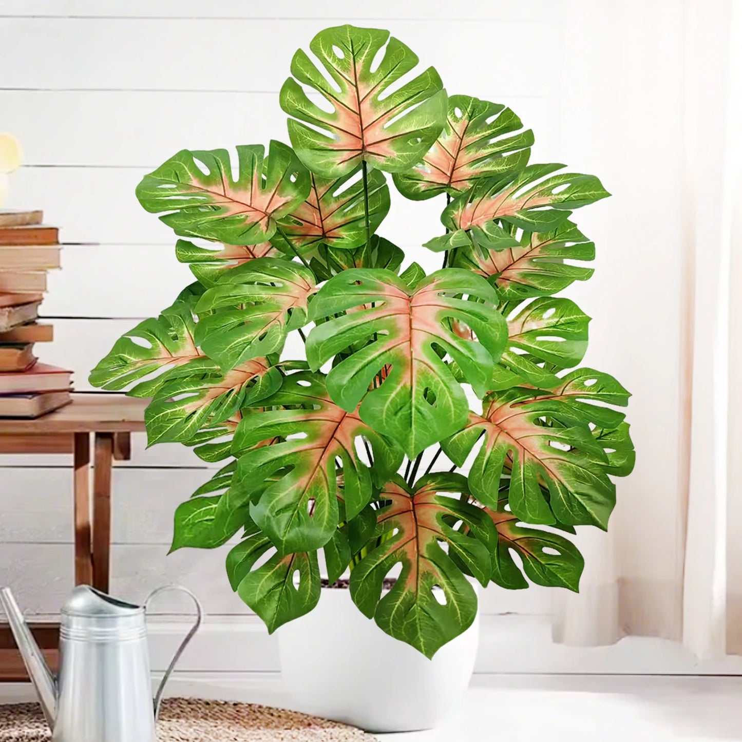 60-110Cm /43.3In Artificial Monstera Plants Fake Palm Tree Plastic Turtle Leaves Green Tall Plants for Home Garden Room Decor