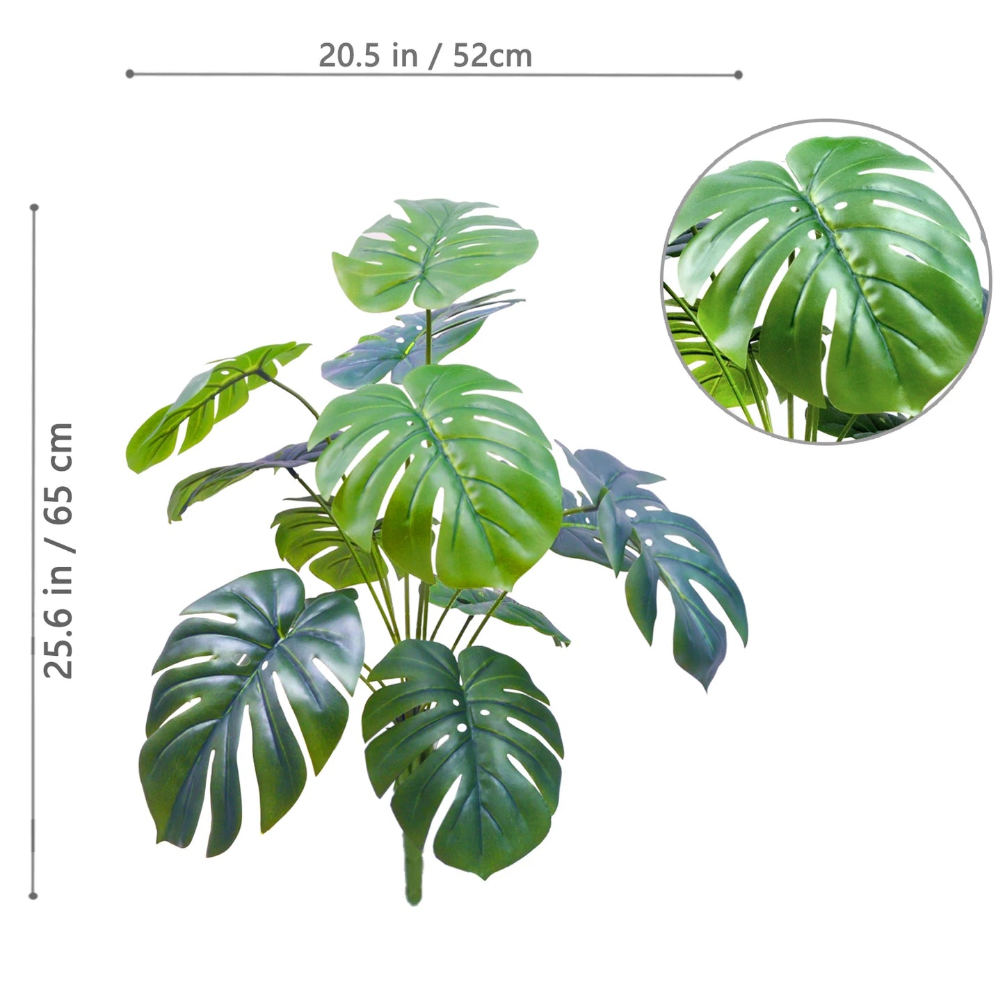 60-110Cm /43.3In Artificial Monstera Plants Fake Palm Tree Plastic Turtle Leaves Green Tall Plants for Home Garden Room Decor
