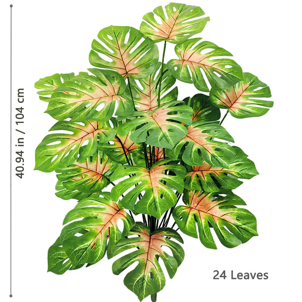 60-110Cm /43.3In Artificial Monstera Plants Fake Palm Tree Plastic Turtle Leaves Green Tall Plants for Home Garden Room Decor