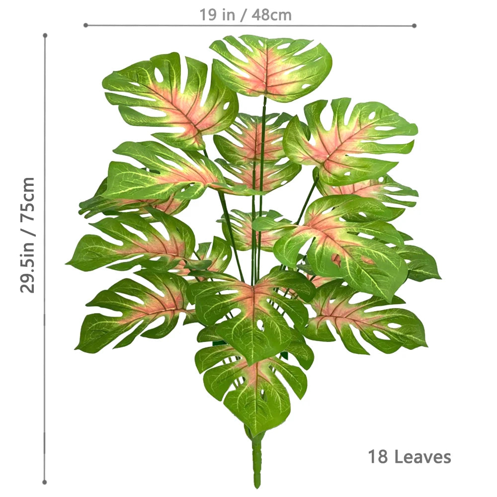 60-110Cm /43.3In Artificial Monstera Plants Fake Palm Tree Plastic Turtle Leaves Green Tall Plants for Home Garden Room Decor