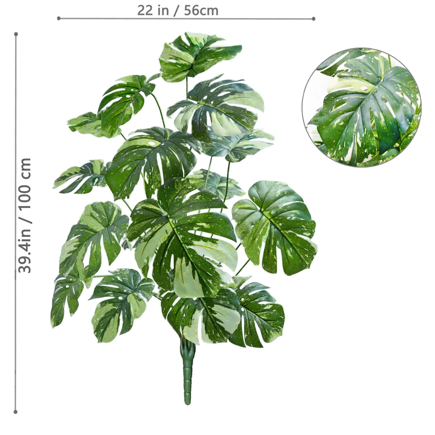 60-110Cm /43.3In Artificial Monstera Plants Fake Palm Tree Plastic Turtle Leaves Green Tall Plants for Home Garden Room Decor