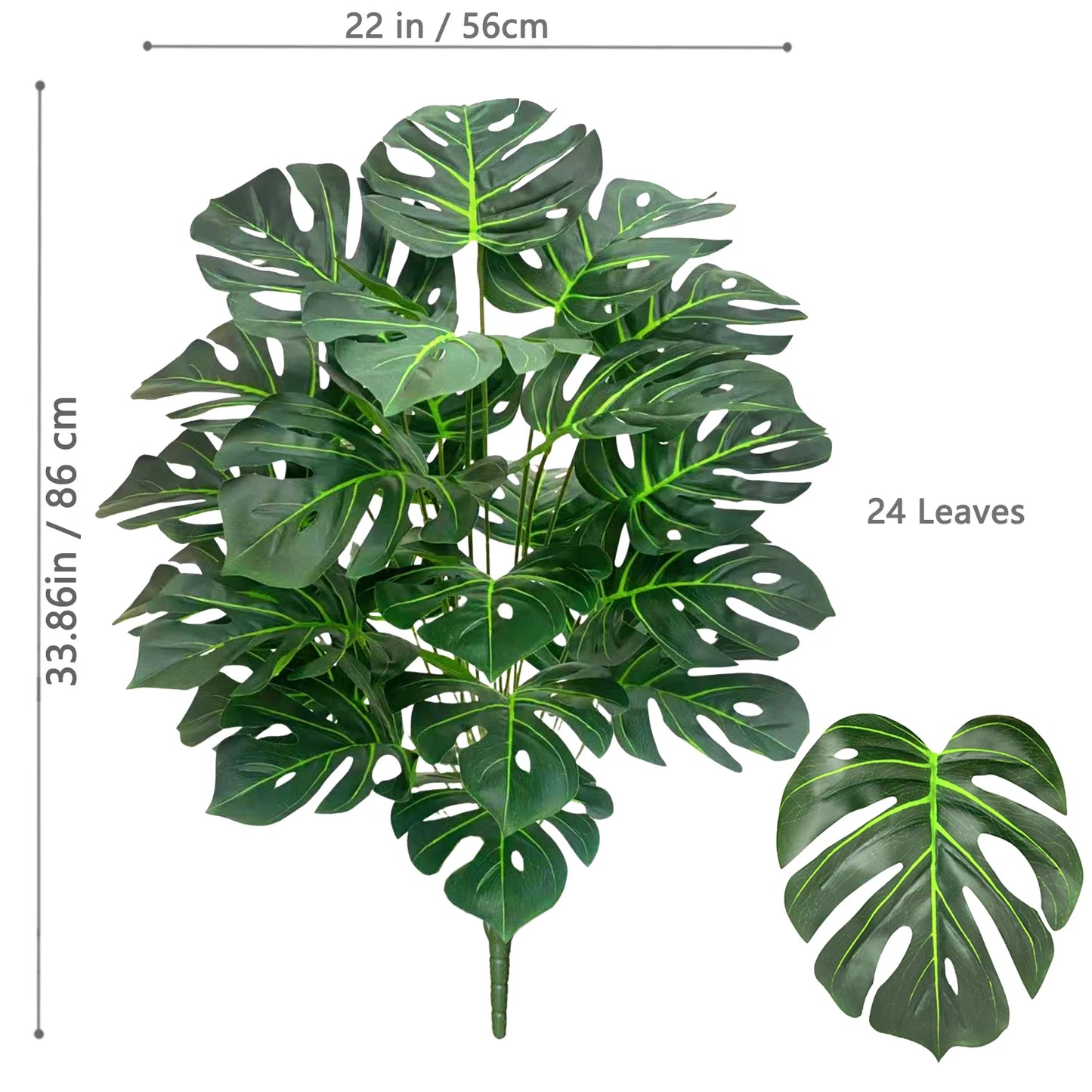 60-110Cm /43.3In Artificial Monstera Plants Fake Palm Tree Plastic Turtle Leaves Green Tall Plants for Home Garden Room Decor