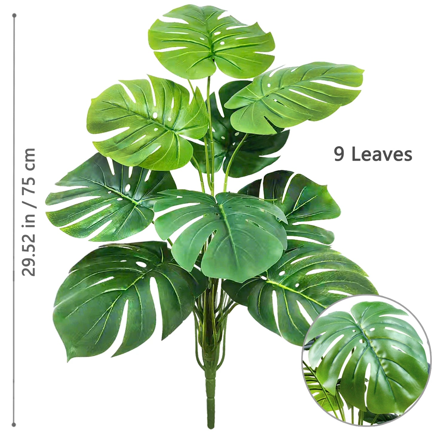 60-110Cm /43.3In Artificial Monstera Plants Fake Palm Tree Plastic Turtle Leaves Green Tall Plants for Home Garden Room Decor