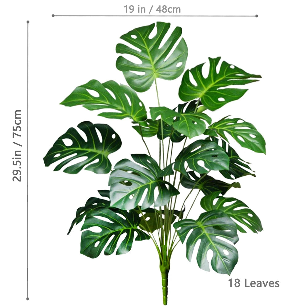 60-110Cm /43.3In Artificial Monstera Plants Fake Palm Tree Plastic Turtle Leaves Green Tall Plants for Home Garden Room Decor