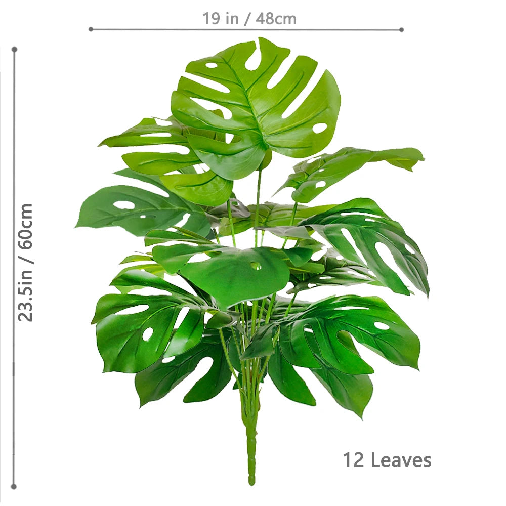 60-110Cm /43.3In Artificial Monstera Plants Fake Palm Tree Plastic Turtle Leaves Green Tall Plants for Home Garden Room Decor