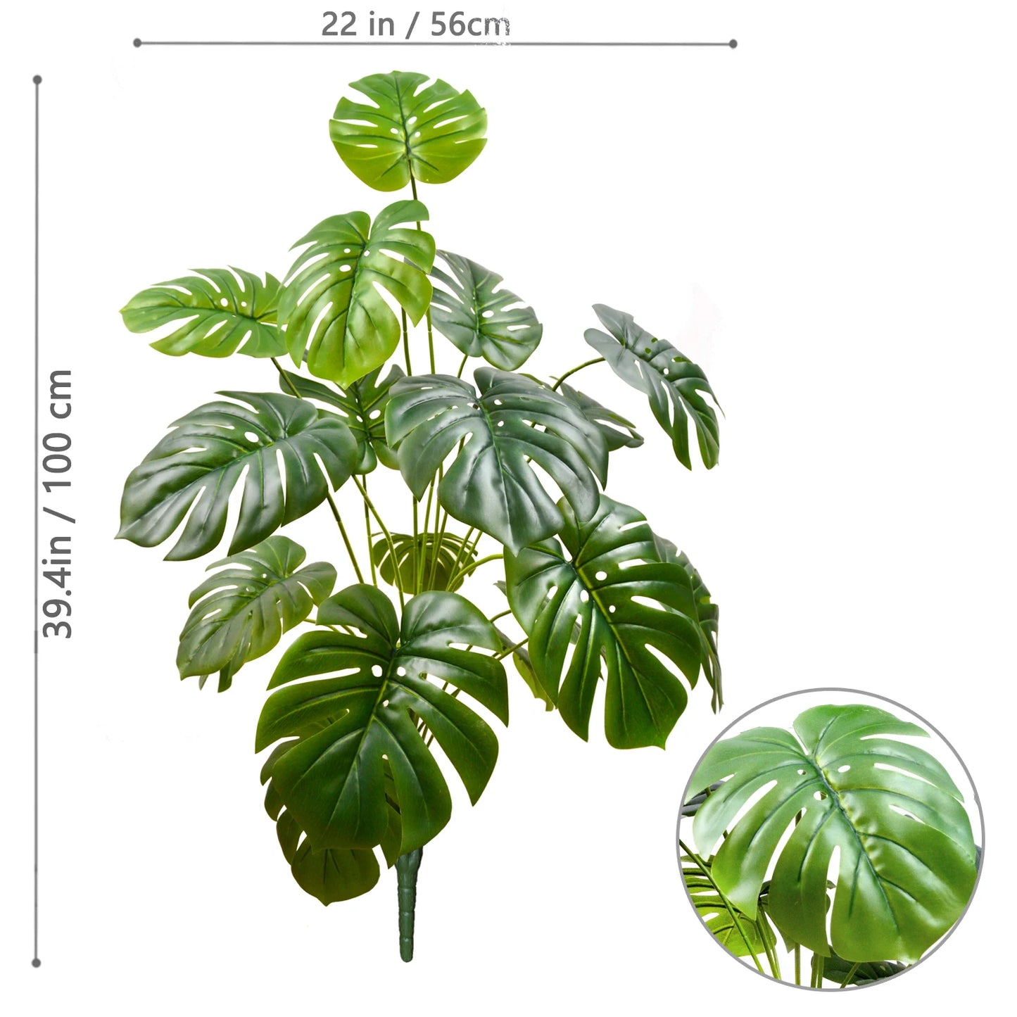 60-110Cm /43.3In Artificial Monstera Plants Fake Palm Tree Plastic Turtle Leaves Green Tall Plants for Home Garden Room Decor