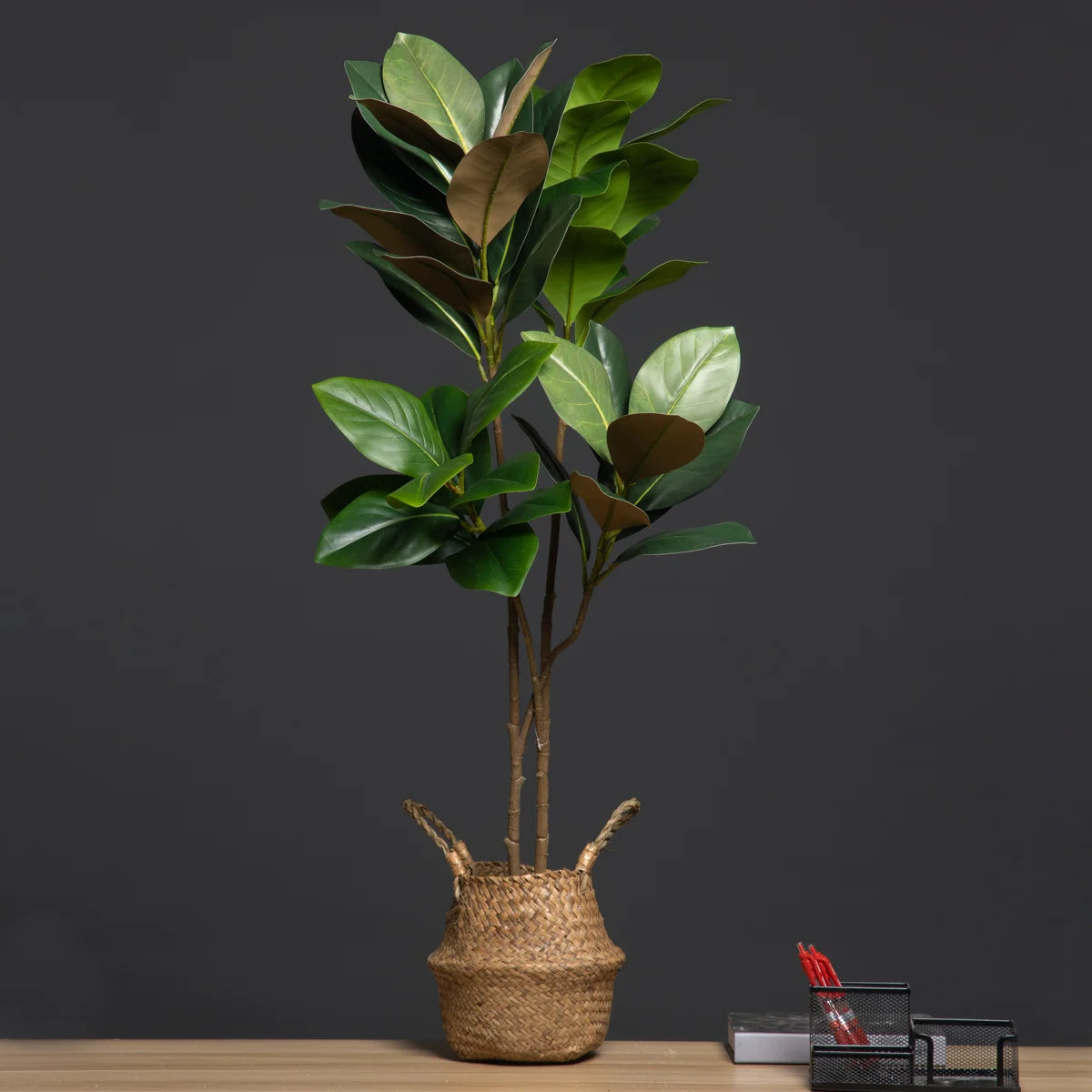 105Cm 2 Forks Large Artificial Plants Fake Magnolia Tree Branch Plastic Rubber Leaves Tall Green Landscape for Home Garden Decor