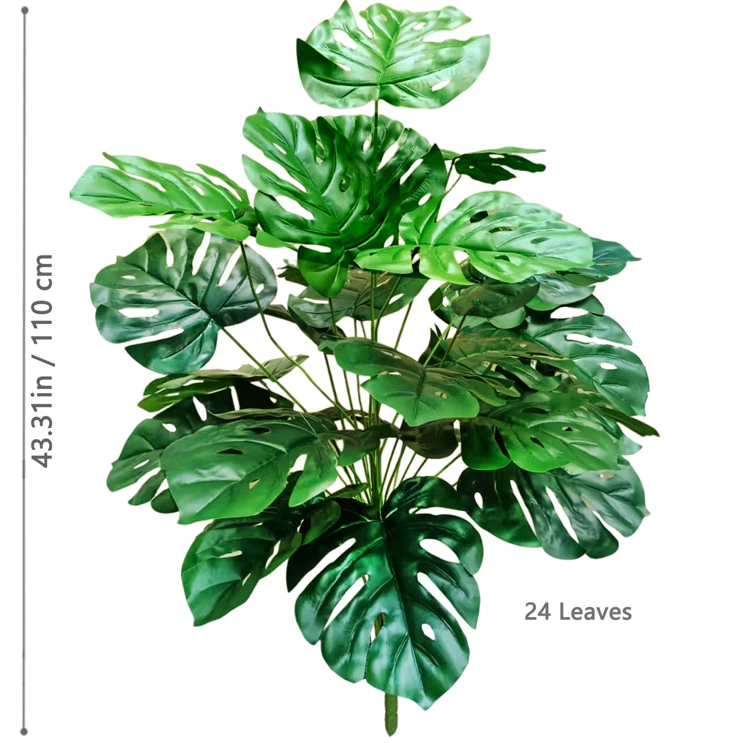 60-110Cm /43.3In Artificial Monstera Plants Fake Palm Tree Plastic Turtle Leaves Green Tall Plants for Home Garden Room Decor