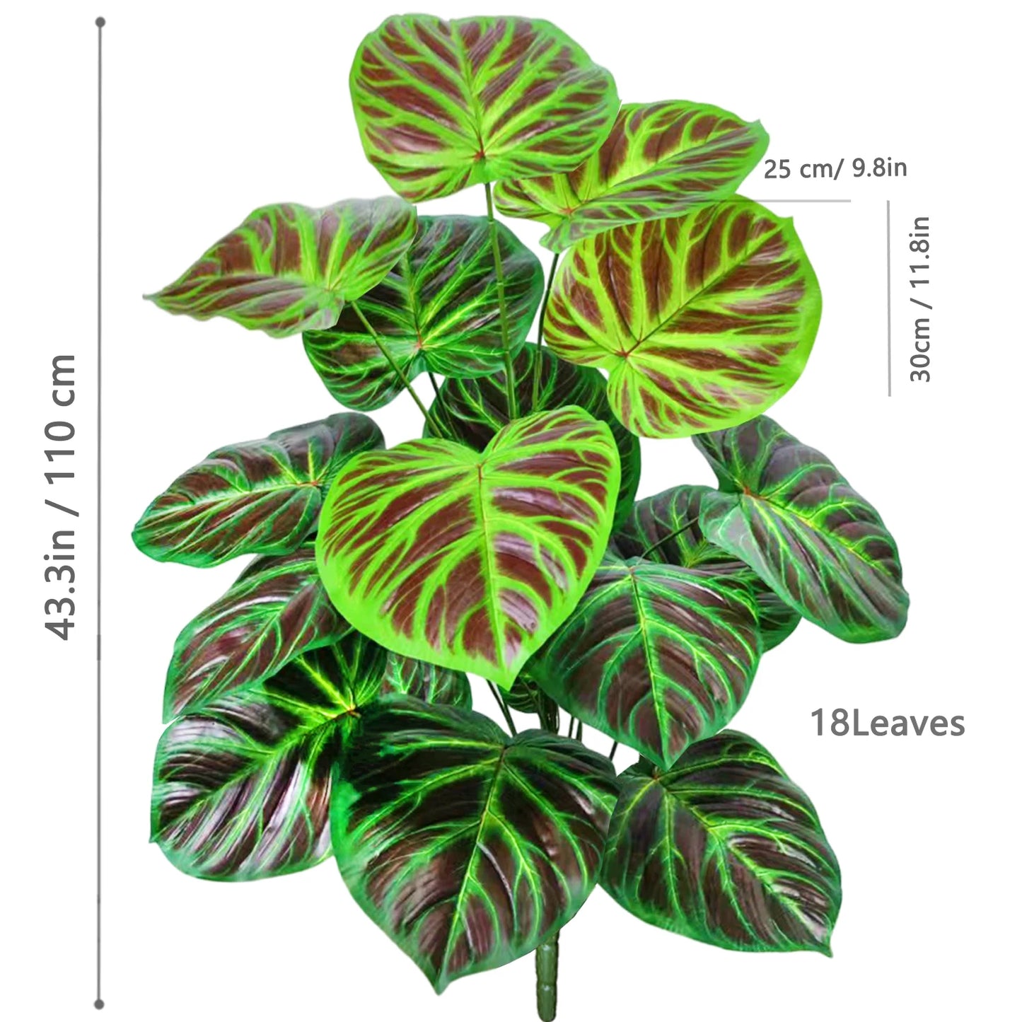 60-110Cm /43.3In Artificial Monstera Plants Fake Palm Tree Plastic Turtle Leaves Green Tall Plants for Home Garden Room Decor