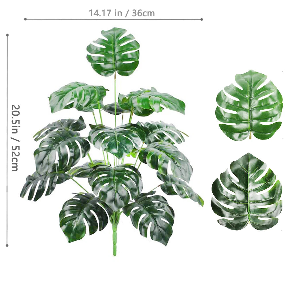 60-110Cm /43.3In Artificial Monstera Plants Fake Palm Tree Plastic Turtle Leaves Green Tall Plants for Home Garden Room Decor