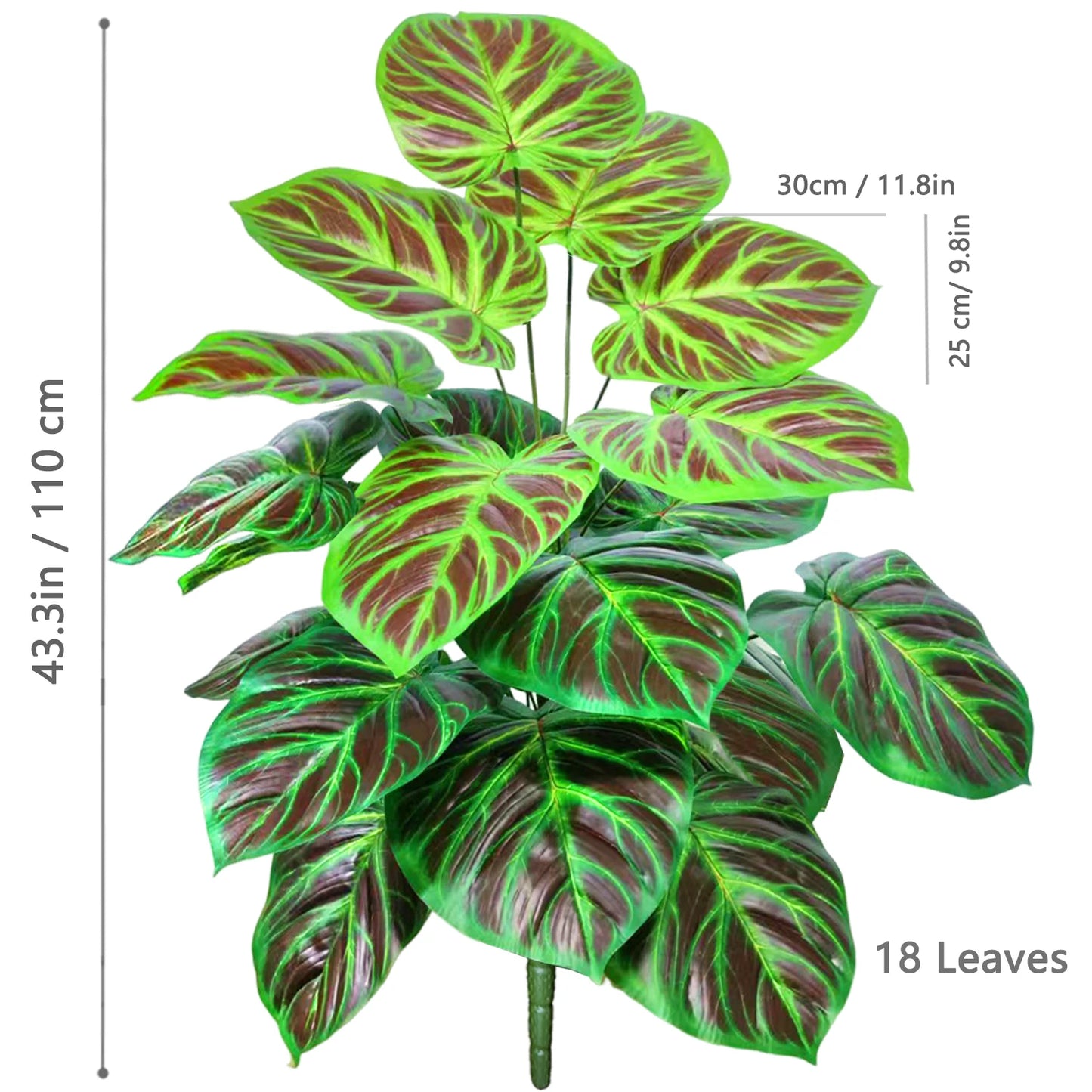 60-110Cm /43.3In Artificial Monstera Plants Fake Palm Tree Plastic Turtle Leaves Green Tall Plants for Home Garden Room Decor