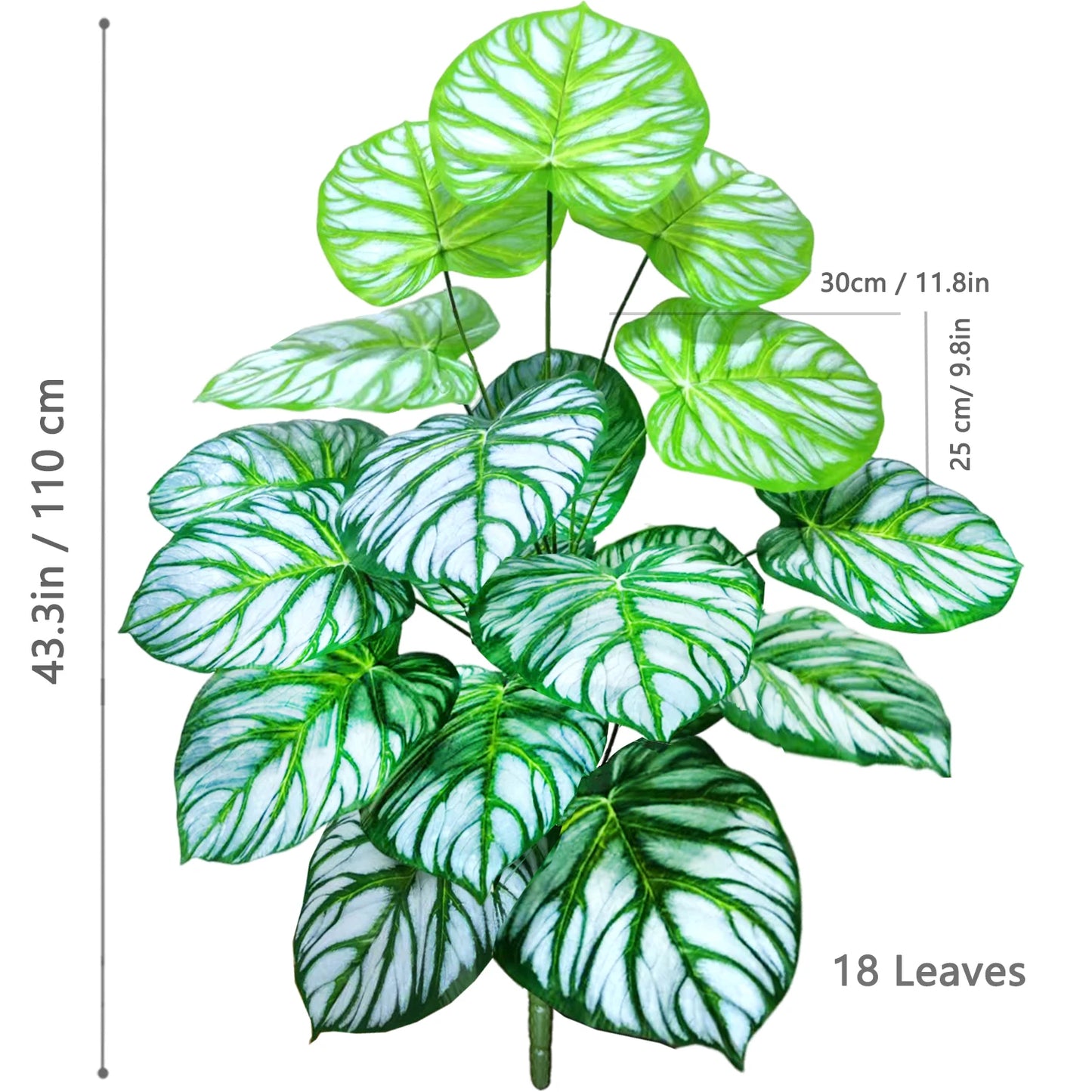 60-110Cm /43.3In Artificial Monstera Plants Fake Palm Tree Plastic Turtle Leaves Green Tall Plants for Home Garden Room Decor