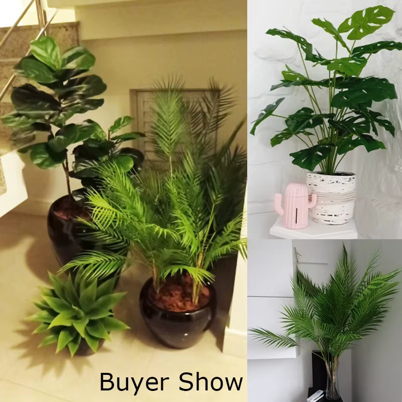 125Cm Large Artificial Palm Tree Tropical Plants Branch Plastic Fake Leaves Green Monstera for Christmas Home Garden Room Decor