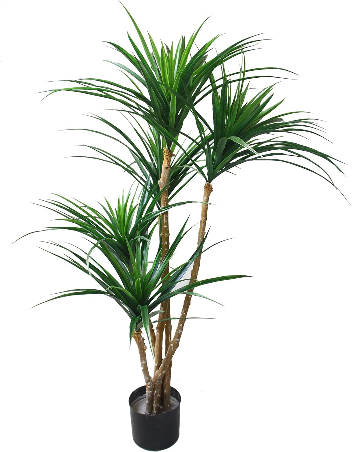 Artificial Tree - 51-Inch Tropical Yucca Plant with Rubber Leaves and Natural Trunk for Living Room, Bedroom and Office - Faux Plants